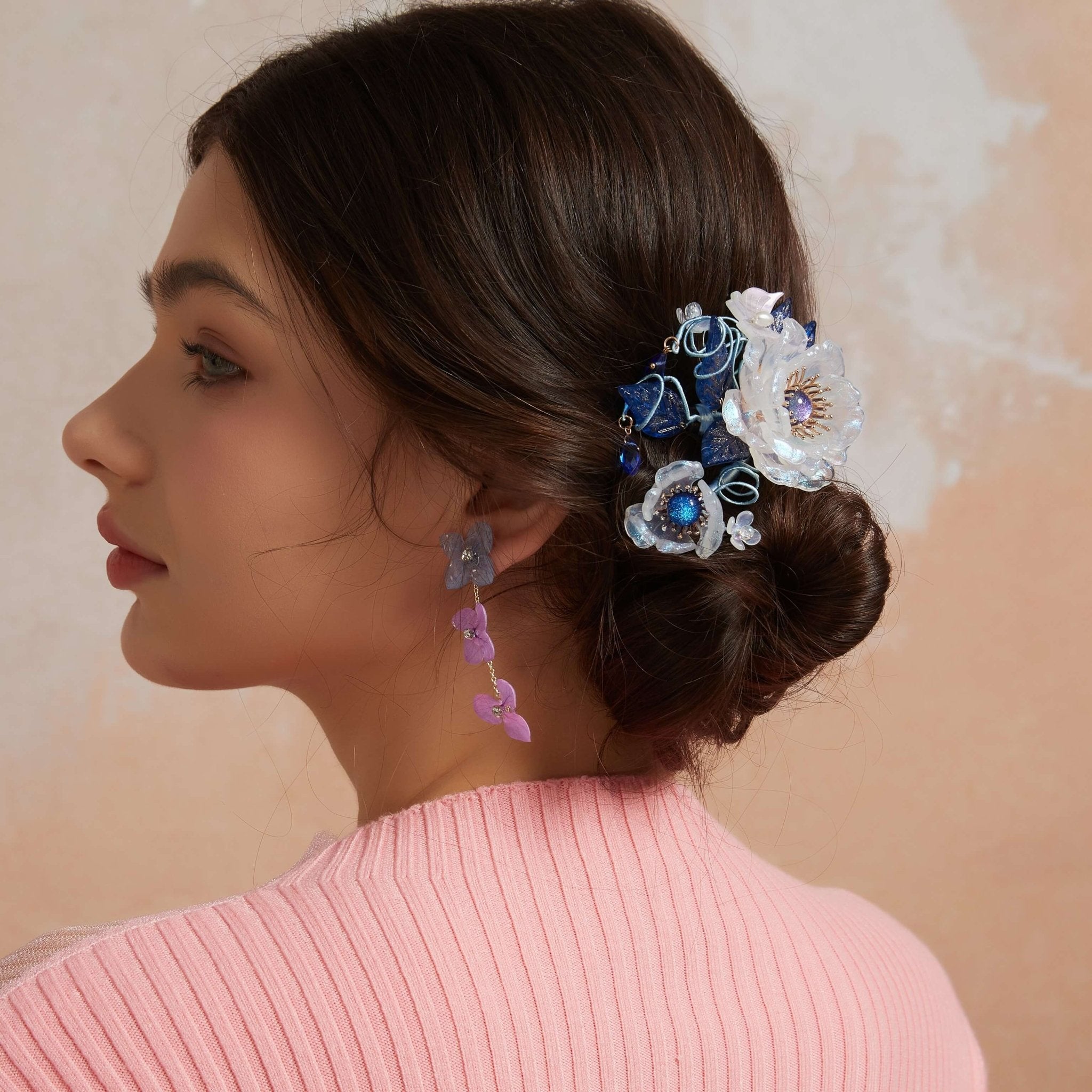 Sapphire Anemone Rose Hair ClipHair ClipsJewelryBlossomuniqueflowerearringsgiftforhermothergiftdaughtergiftbirthdaygiftanniversarygift