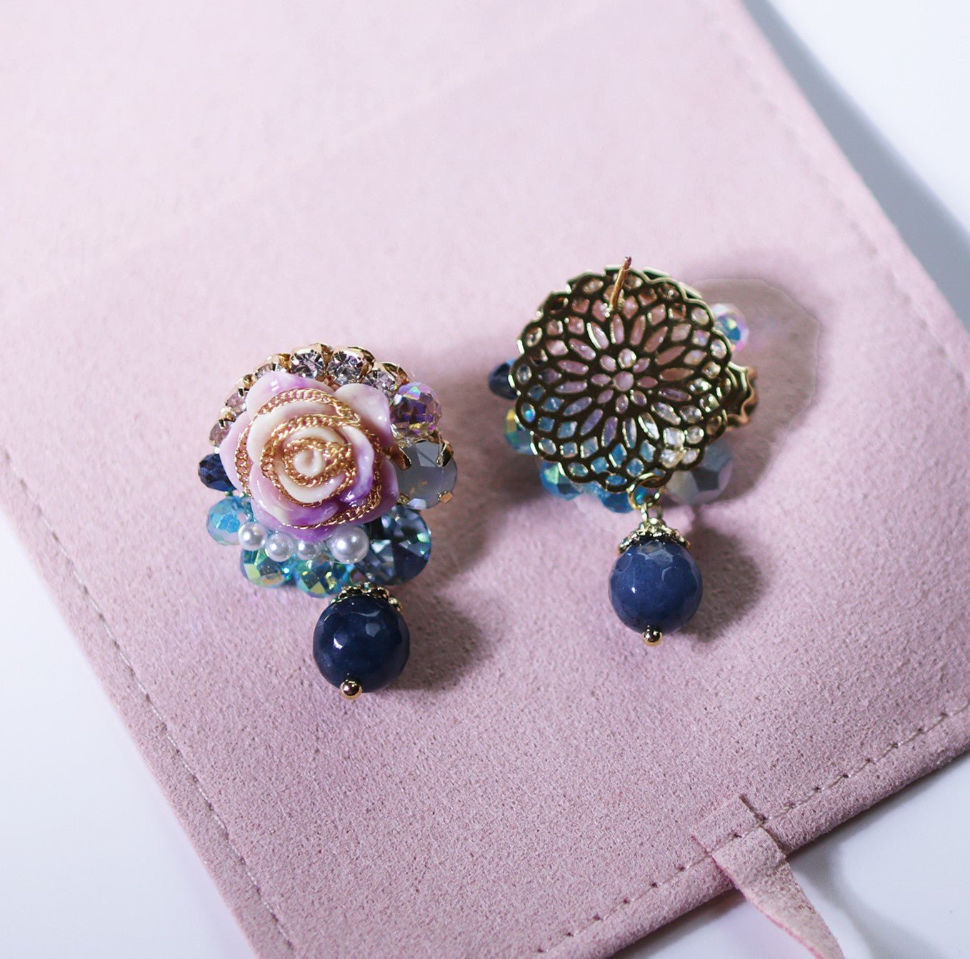Sapphire Camellia Berry Drop EarringsEarringsJewelryBlossomuniqueflowerearringsgiftforhermothergiftdaughtergiftbirthdaygiftanniversarygift