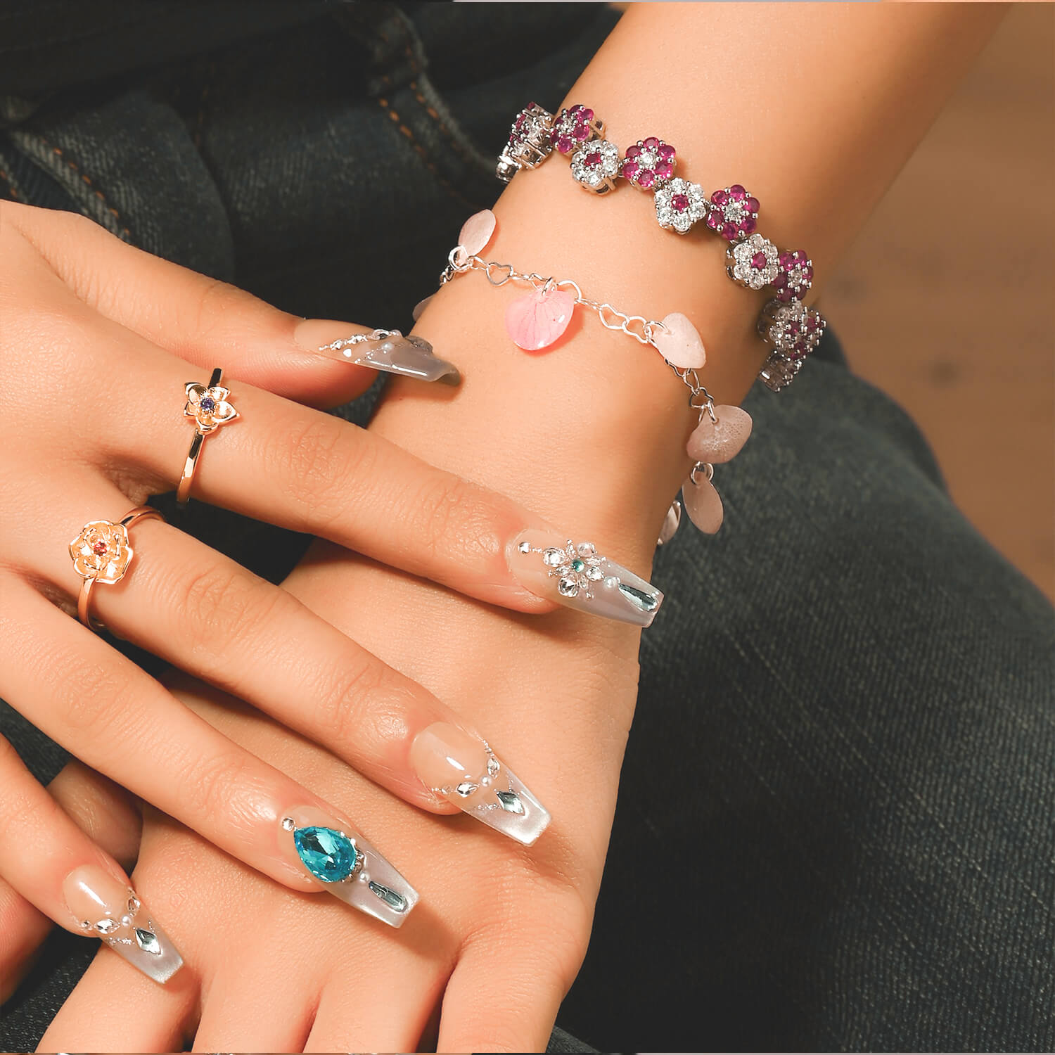 Scarlet Bloom Crystal BraceletBraceletJewelryBlossomuniqueflowerearringsgiftforhermothergiftdaughtergiftbirthdaygiftanniversarygift