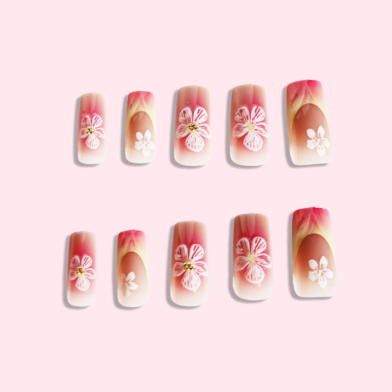 Scarlet Peony Hand - Painted Nail SetJewelryBlossomuniqueflowerearringsgiftforhermothergiftdaughtergiftbirthdaygiftanniversarygift