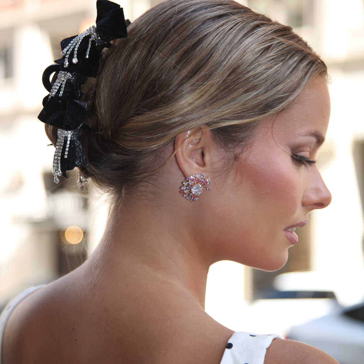Confetti Swirl Rosé Gem Statement Studs