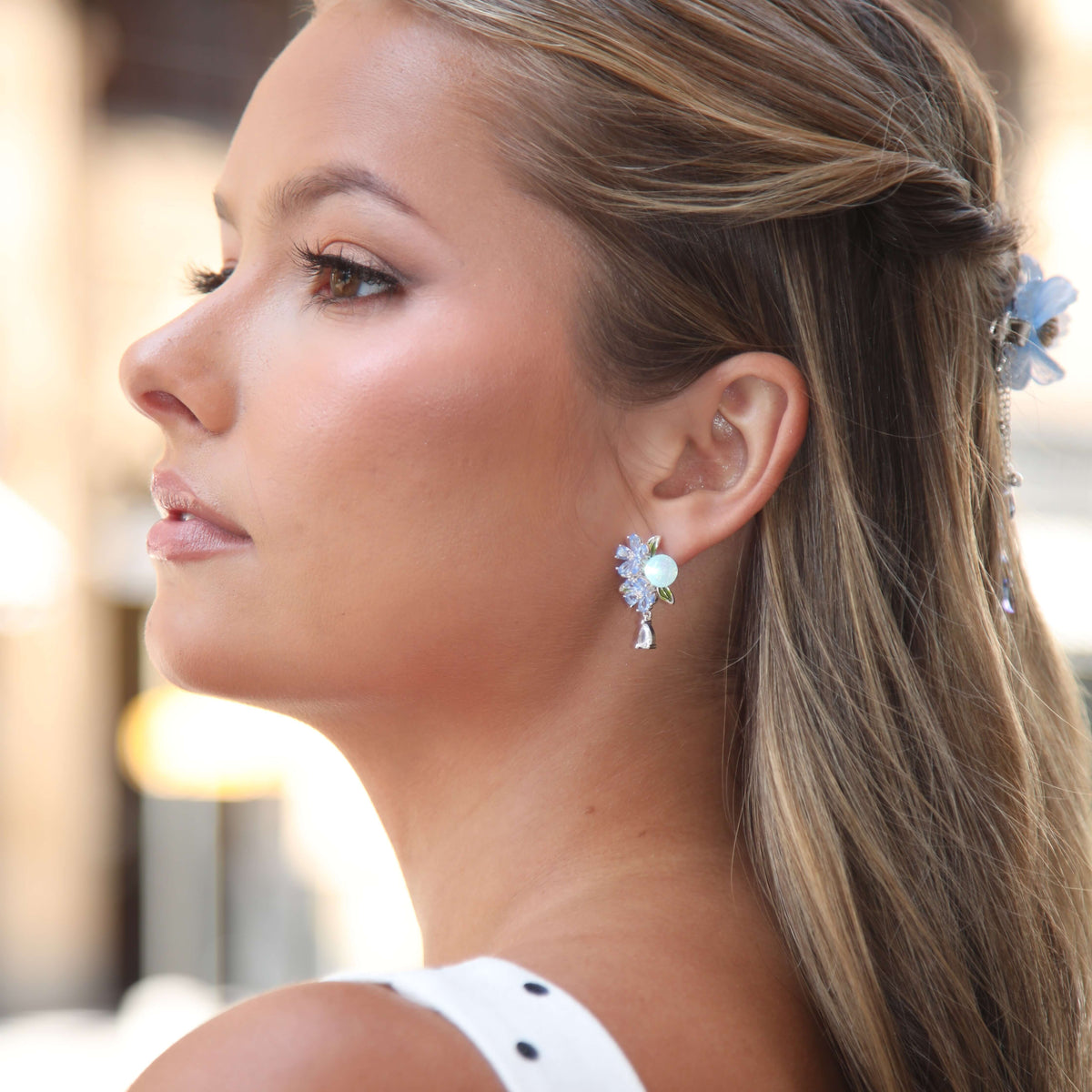 Frost Petal Lagoon Flower Drop Earrings