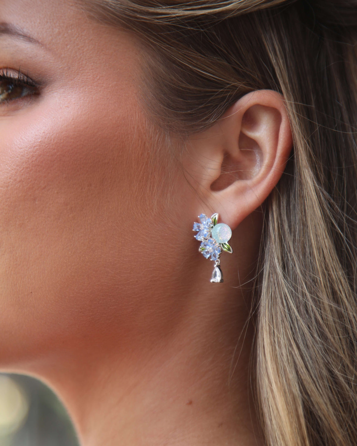 Frost Petal Lagoon Flower Drop Earrings