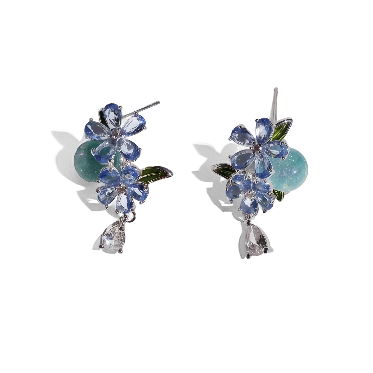 Frost Petal Lagoon Flower Drop Earrings