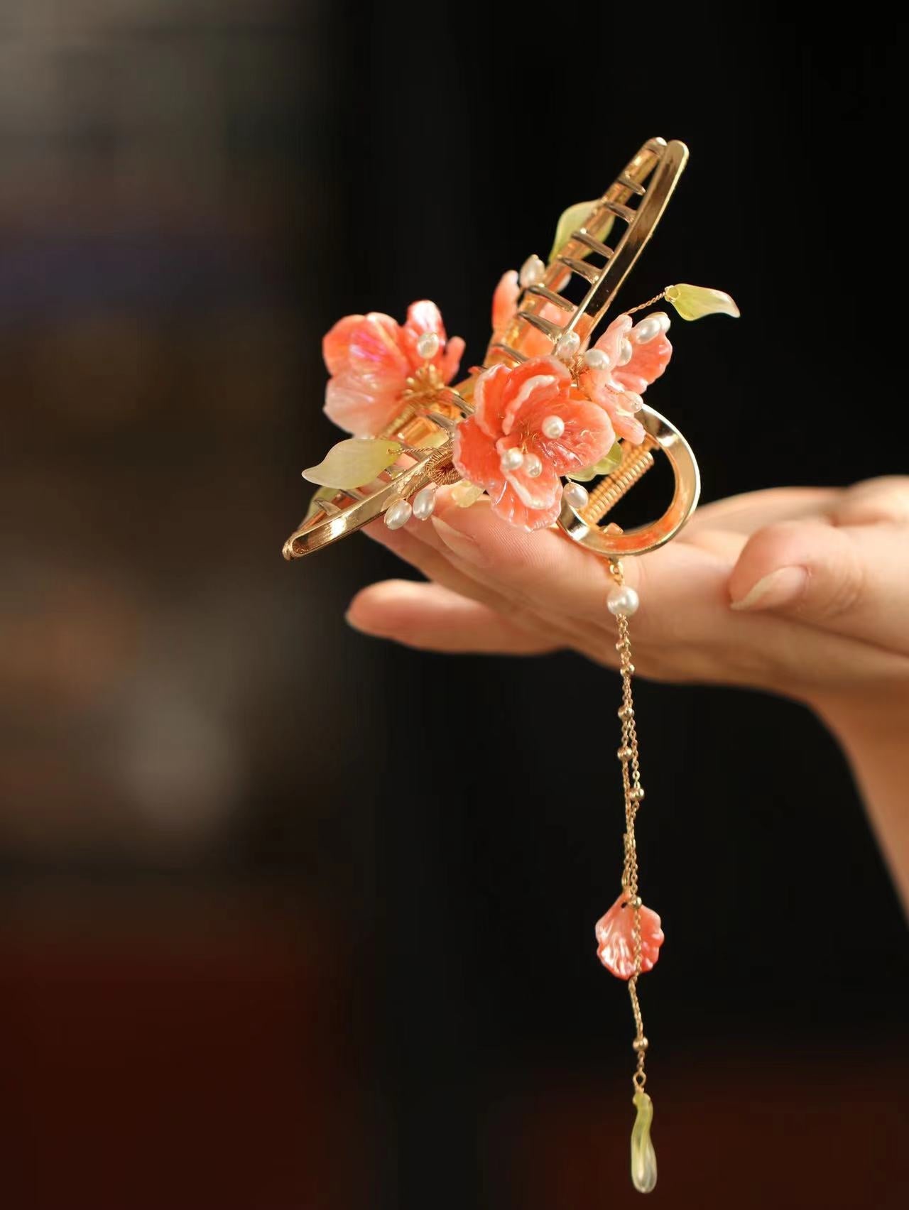 Spring Festival Camellia Hair Clawhair clawsJewelryBlossomuniqueflowerearringsgiftforhermothergiftdaughtergiftbirthdaygiftanniversarygift