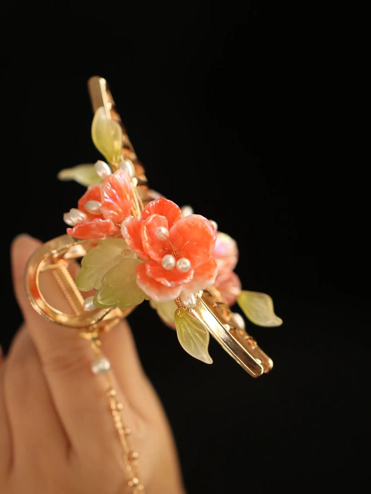 Spring Festival Camellia Hair Clawhair clawsJewelryBlossomuniqueflowerearringsgiftforhermothergiftdaughtergiftbirthdaygiftanniversarygift