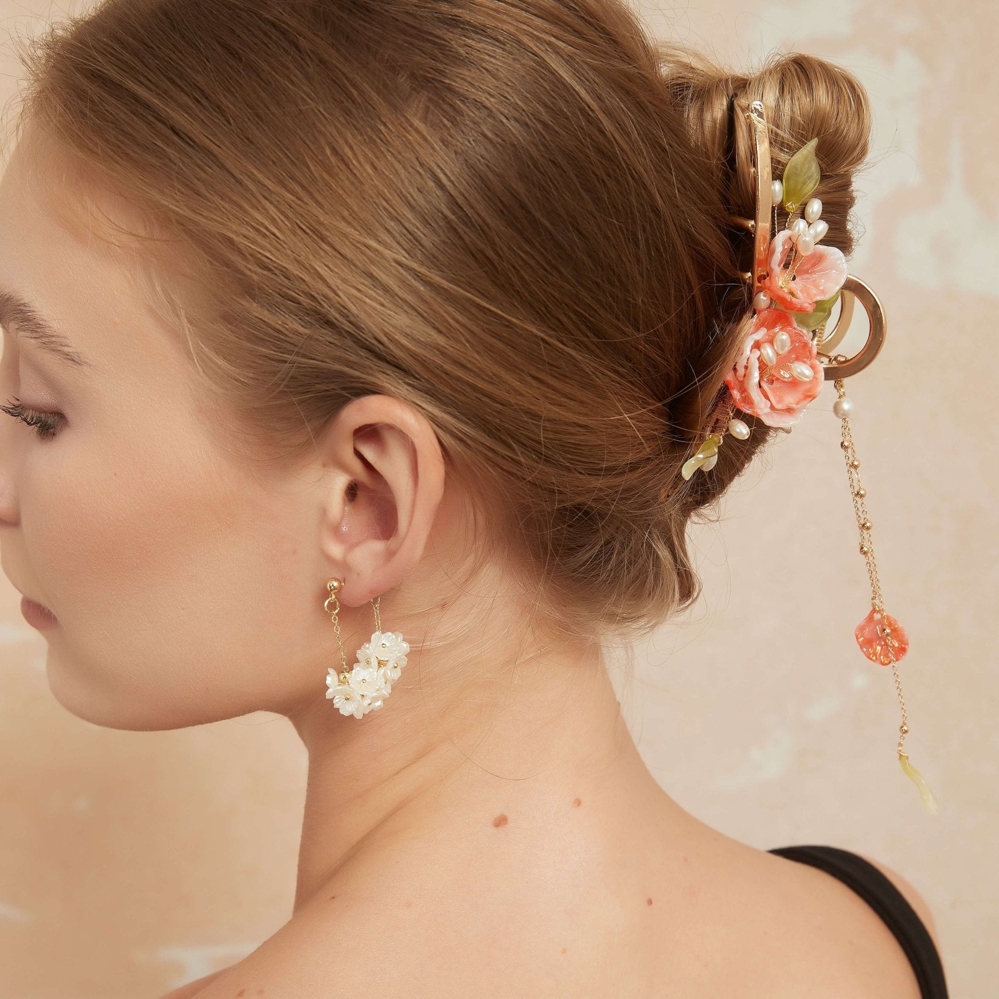 Spring Festival Camellia Hair Clawhair clawsJewelryBlossomuniqueflowerearringsgiftforhermothergiftdaughtergiftbirthdaygiftanniversarygift