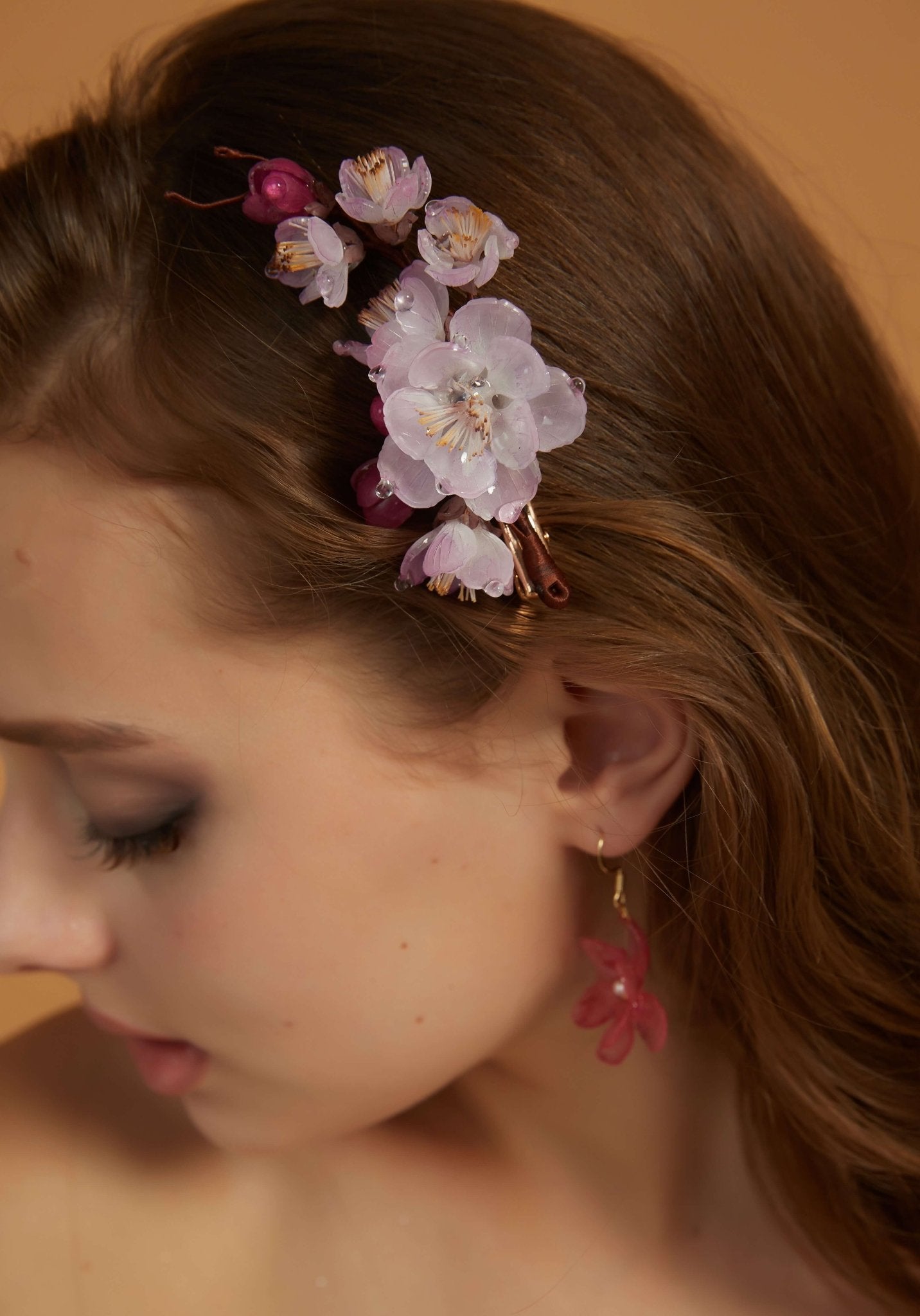 Spring Rain Cherry Bloom Hair ClipHair ClipsJewelryBlossomuniqueflowerearringsgiftforhermothergiftdaughtergiftbirthdaygiftanniversarygift