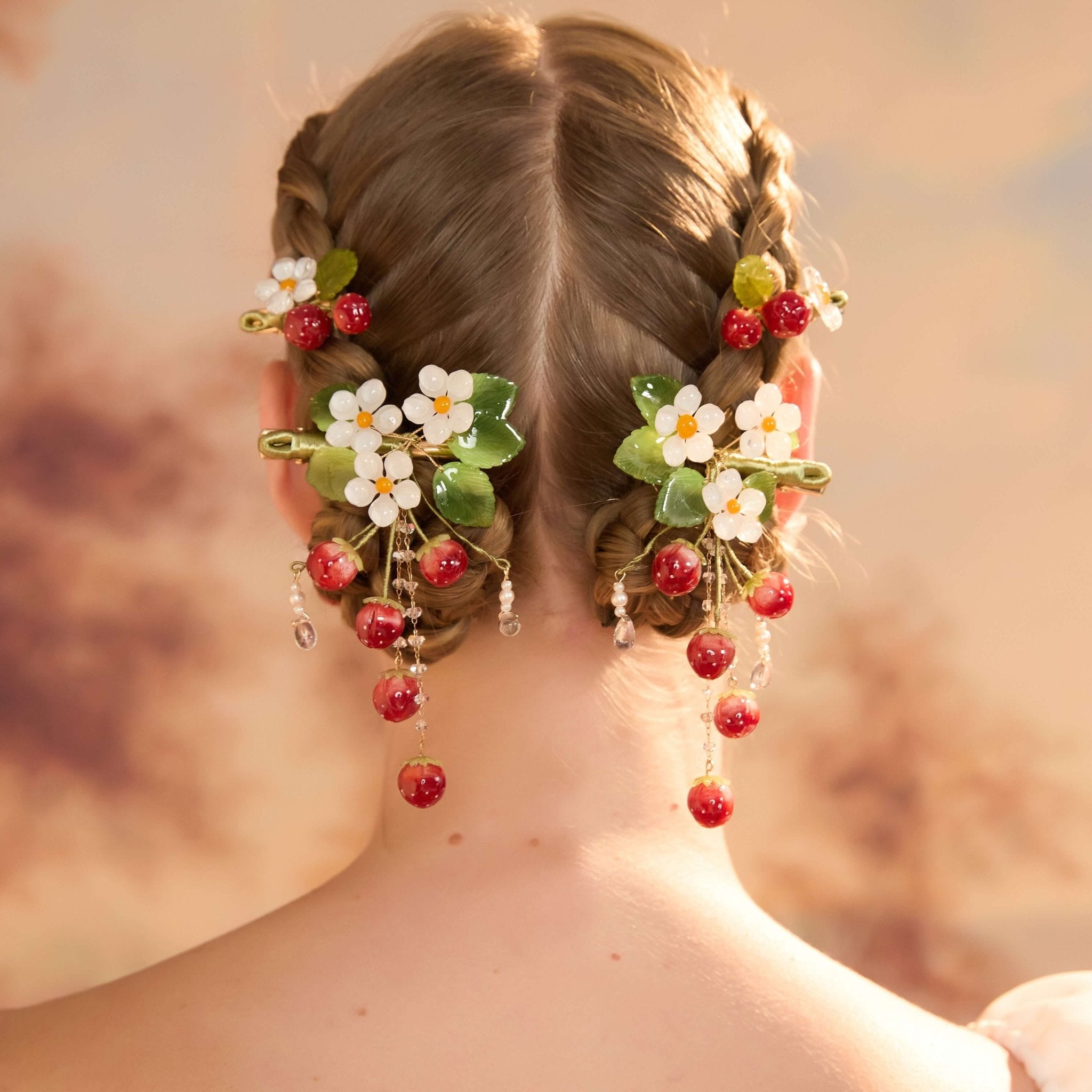 Strawberries & Daisies Hair ClipsHair ClipsJewelryBlossomuniqueflowerearringsgiftforhermothergiftdaughtergiftbirthdaygiftanniversarygift