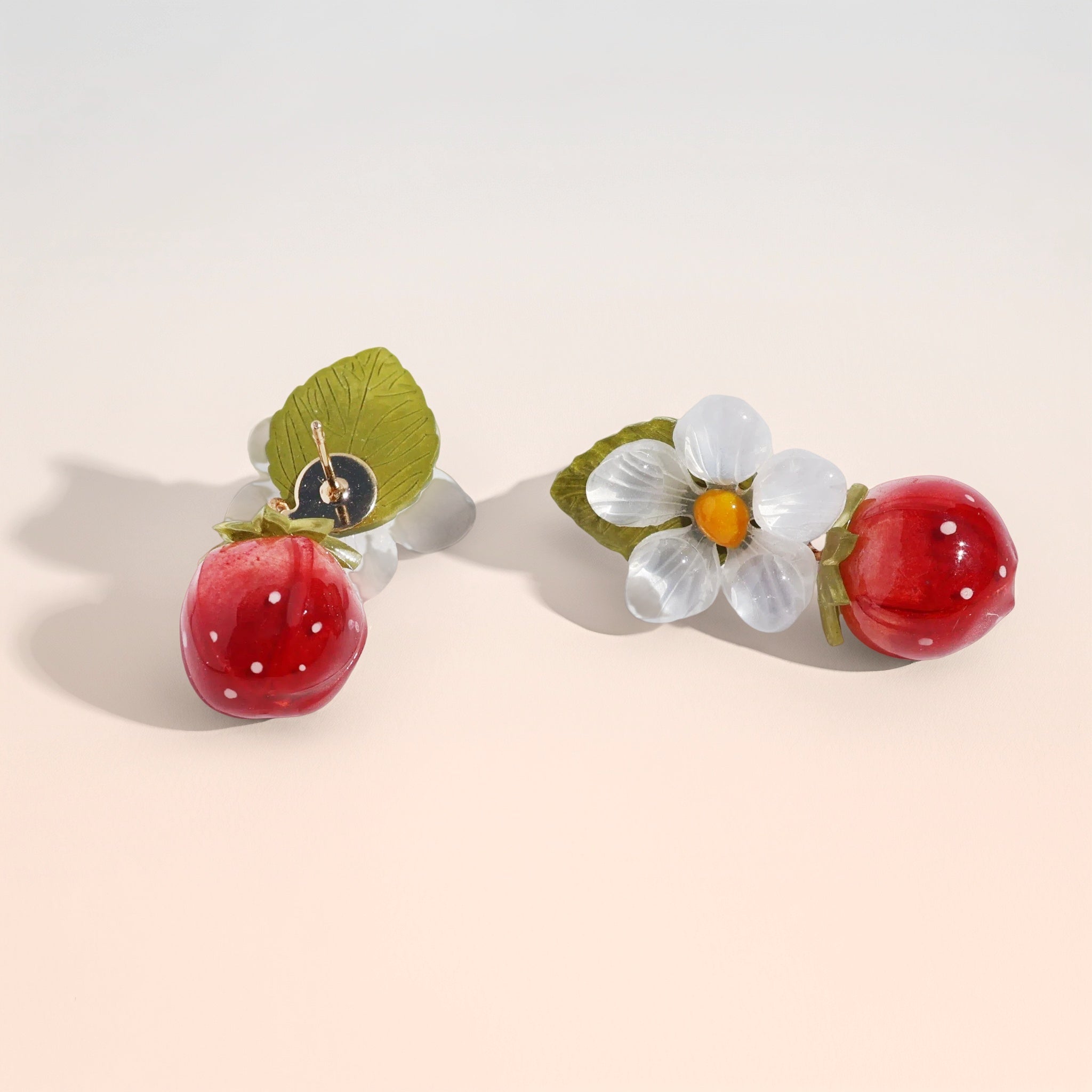 Strawberries & Daisies Stud EarringsHair ClipsJewelryBlossomuniqueflowerearringsgiftforhermothergiftdaughtergiftbirthdaygiftanniversarygift