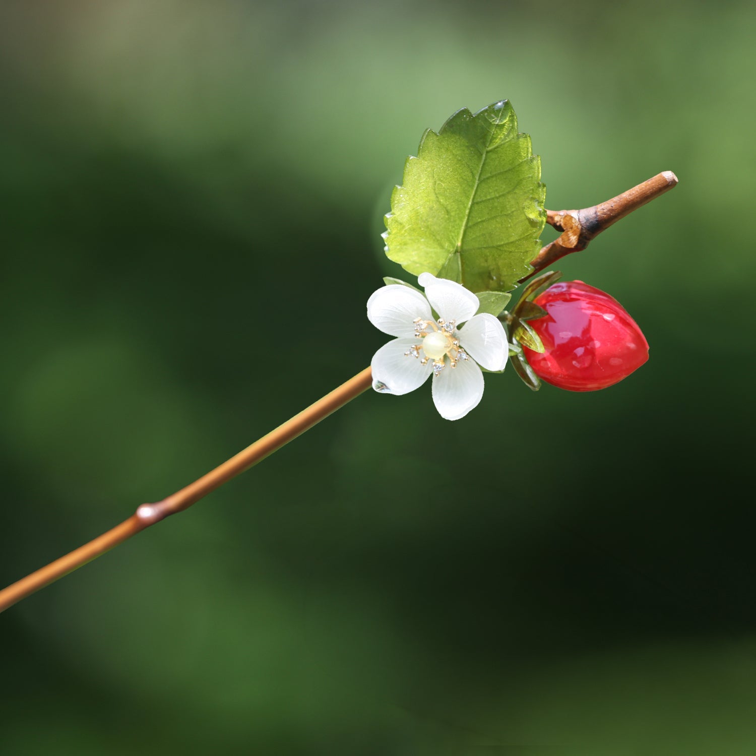 Strawberry Blossom Hair Stick HAIR JewelryBlossom flowerjewelry weddingjewelry bridaljewelry weddinggift bridemaidgiftgiftforher mothergift daughtergift birthdaygift anniversarygi