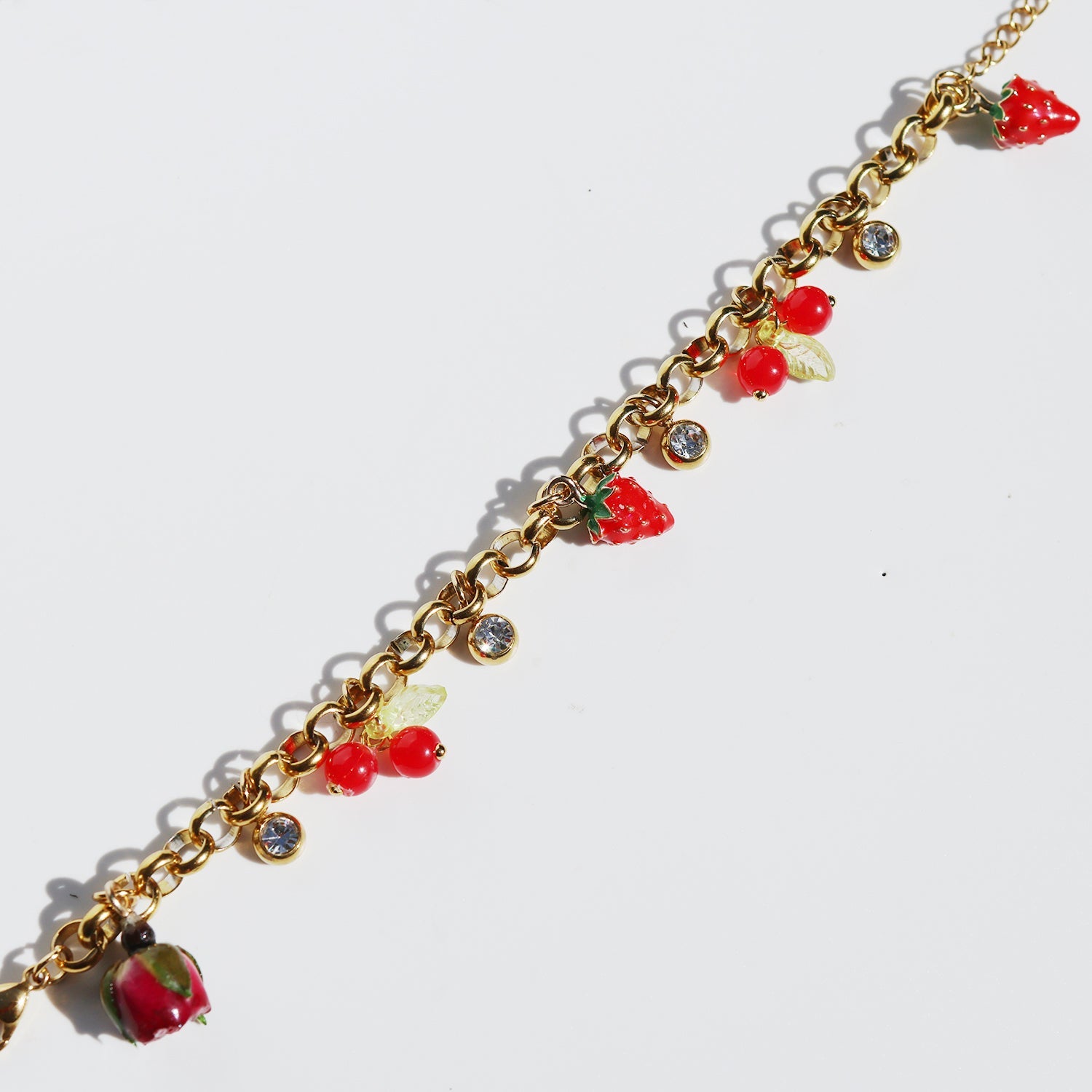 Strawberry Rose Charm BraceletsBraceletJewelryBlossomuniqueflowerearringsgiftforhermothergiftdaughtergiftbirthdaygiftanniversarygift