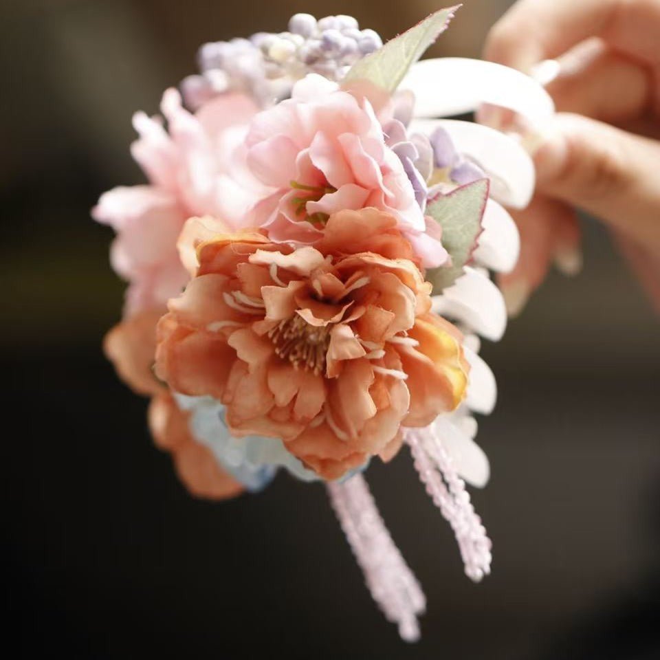 Sweet Peony Bloom Tassel Hair Clawhair clawsJewelryBlossomuniqueflowerearringsgiftforhermothergiftdaughtergiftbirthdaygiftanniversarygift