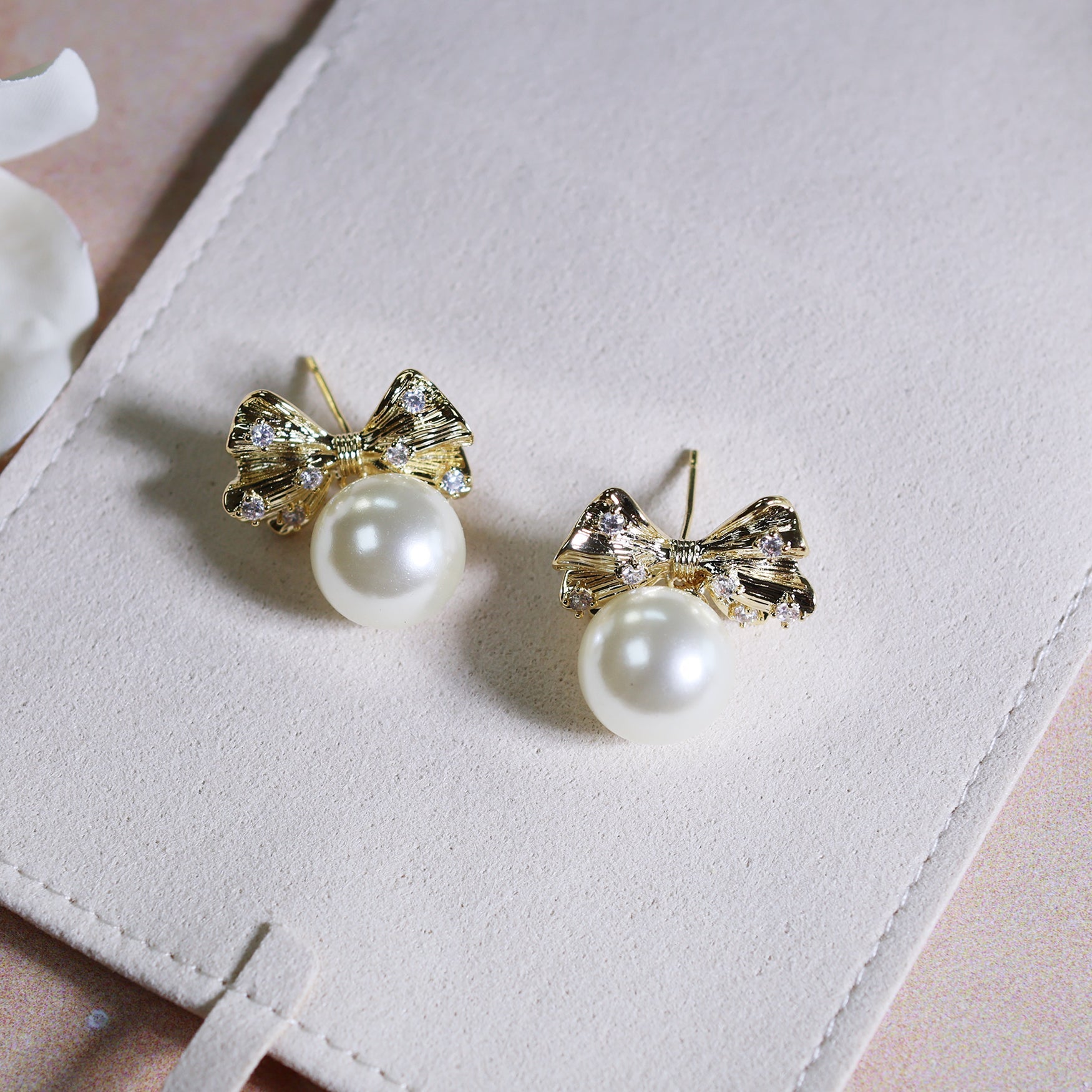 Sweetheart Bow Pearl EarringsEarringsJewelryBlossomuniqueflowerearringsgiftforhermothergiftdaughtergiftbirthdaygiftanniversarygift