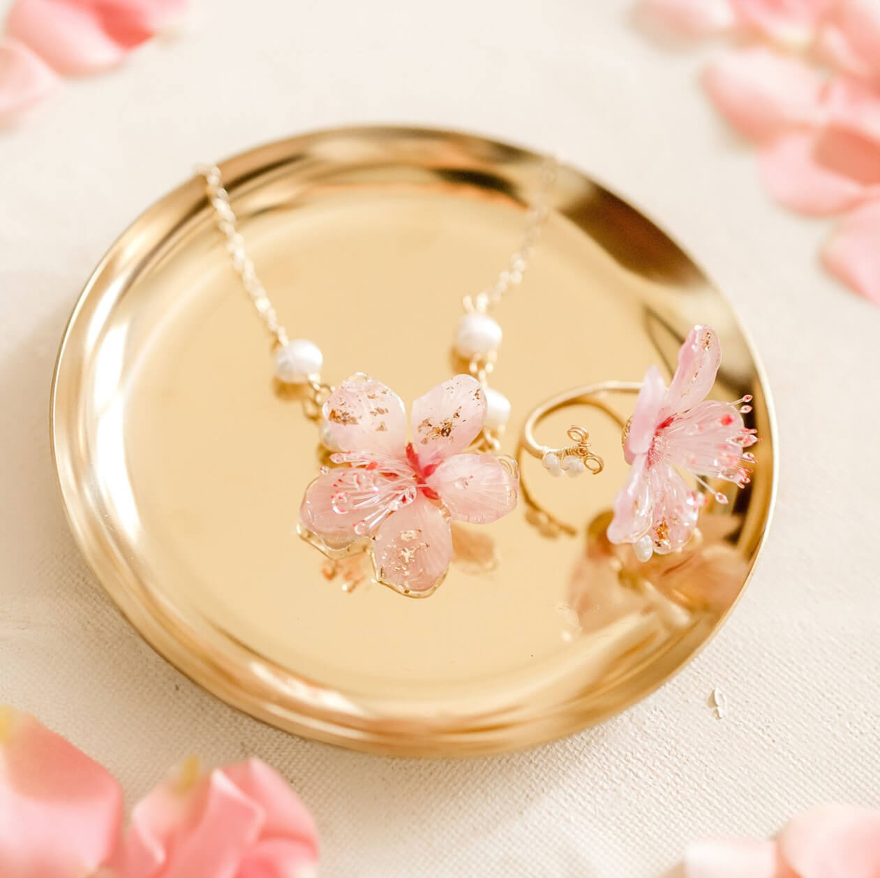 Translucent Cherry Blossom RingRingsJewelryBlossomuniqueflowerearringsgiftforhermothergiftdaughtergiftbirthdaygiftanniversarygift