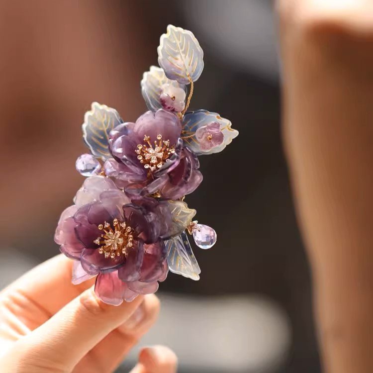 Translucent Purple Begonia Flower Hair ClipHair ClipsJewelryBlossomuniqueflowerearringsgiftforhermothergiftdaughtergiftbirthdaygiftanniversarygift