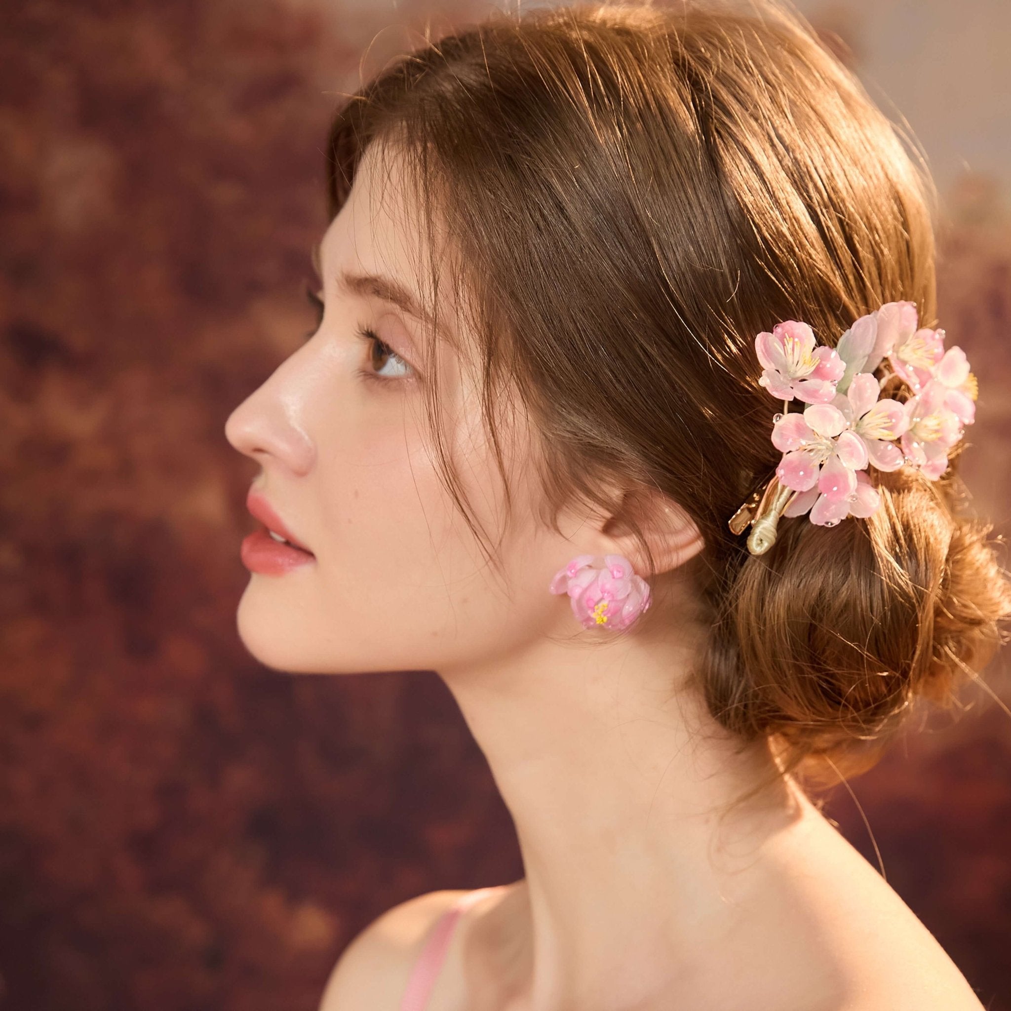 Whimsical Peach Leafy Garden Hair ClipHair ClipsJewelryBlossomuniqueflowerearringsgiftforhermothergiftdaughtergiftbirthdaygiftanniversarygift