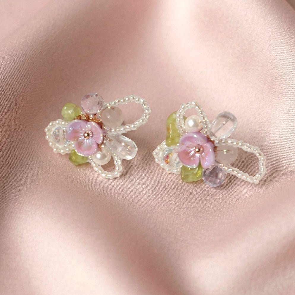 Wisteria Whimsy Crystal Beads Studs EarringsEarringsJewelryBlossomuniqueflowerearringsgiftforhermothergiftdaughtergiftbirthdaygiftanniversarygift