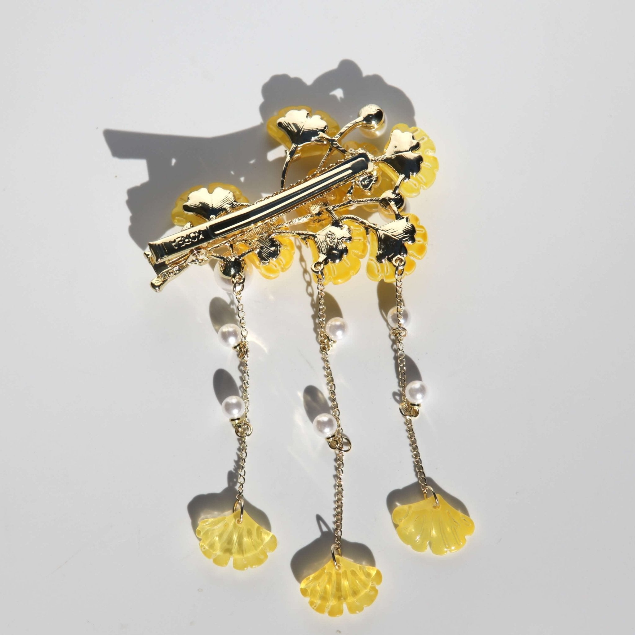 Yellow Ginkgo Tassel Hair Cliphair clawsJewelryBlossomuniqueflowerearringsgiftforhermothergiftdaughtergiftbirthdaygiftanniversarygift