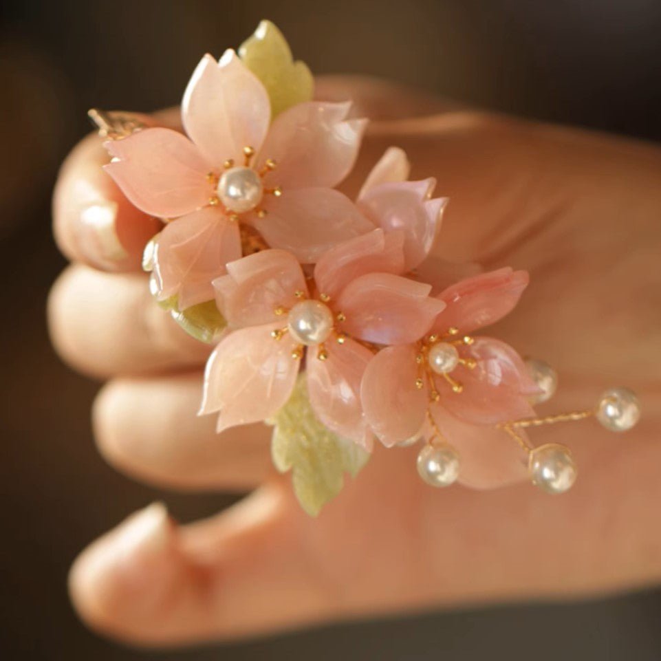 Cherry Blossom Pearl Garden Hair ClipHair ClipsJewelryBlossomuniqueflowerearringsgiftforhermothergiftdaughtergiftbirthdaygiftanniversarygift