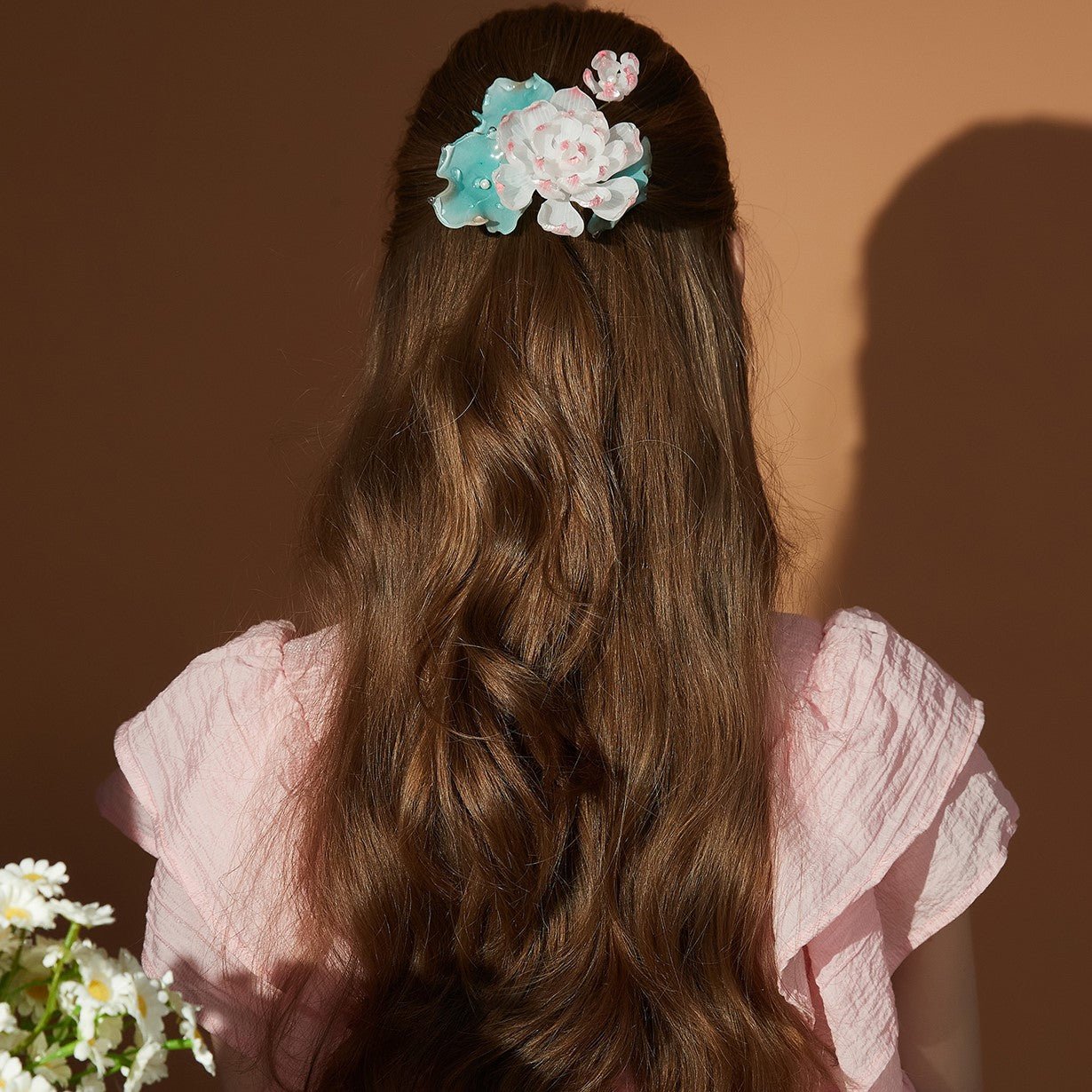 #whitehairclip# - #jewelryblossom##magnoliahairstick##magnoliahair##weddingjewelry##flowerhairstick# flower hairclip