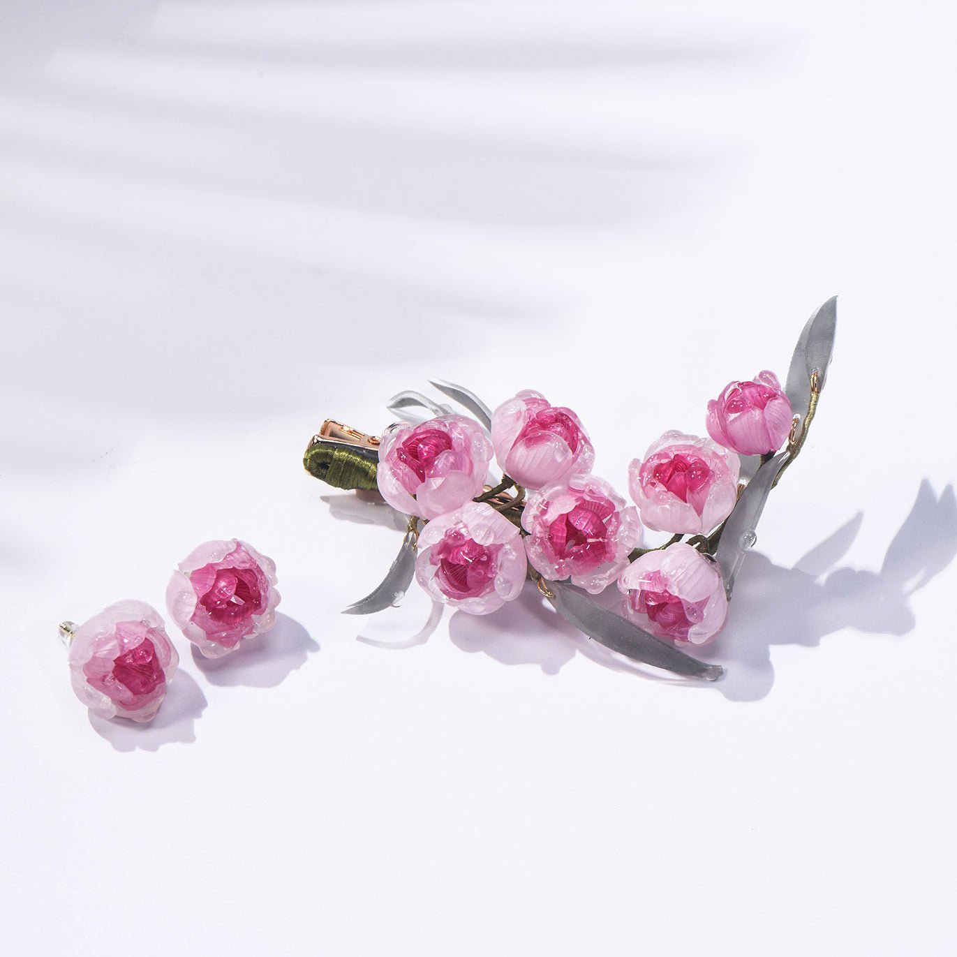 *My Rain Garden* Flowering Camellia Buds Hair ClipHair ClipsJewelryBlossomuniqueflowerearringsgiftforhermothergiftdaughtergiftbirthdaygiftanniversarygift