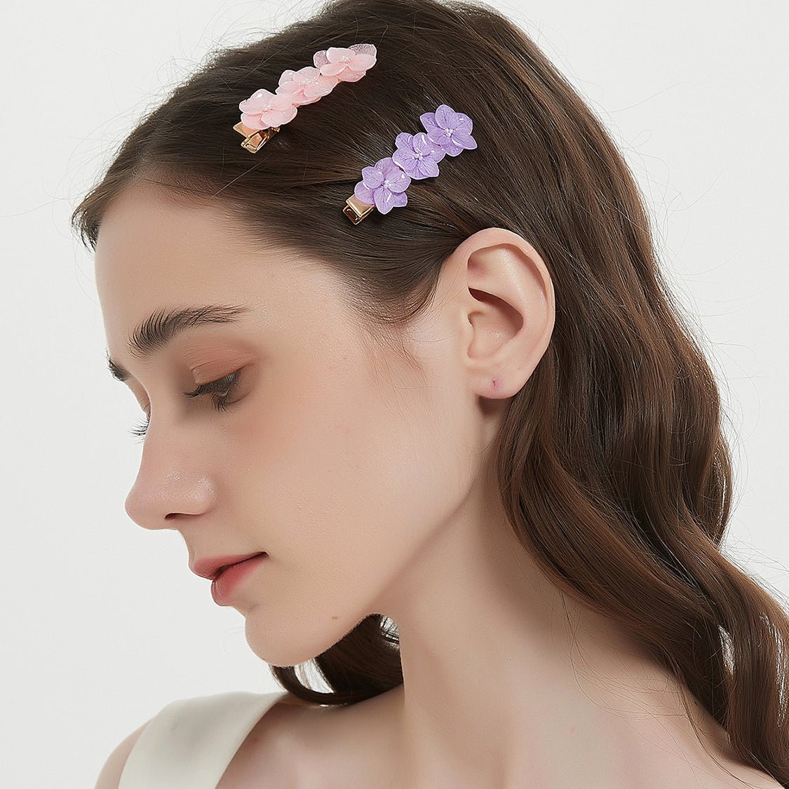 Three Tone Hydrangea Flowers Hair Clip (3 - pc Set)Hair ClipsJewelryBlossomuniqueflowerearringsgiftforhermothergiftdaughtergiftbirthdaygiftanniversarygift