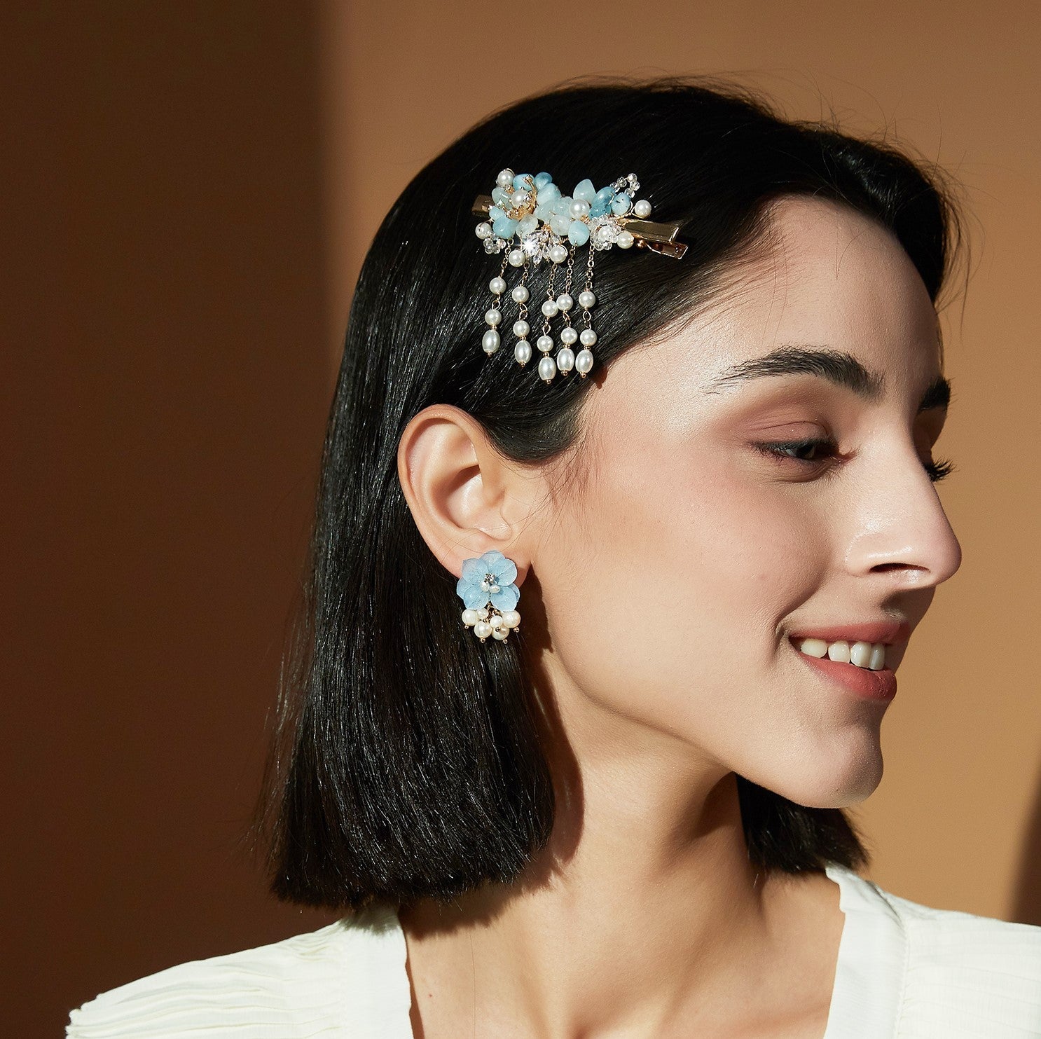 Tiana Blue Floral Raindrop EarringsEarringsJewelryBlossomuniqueflowerearringsgiftforhermothergiftdaughtergiftbirthdaygiftanniversarygift