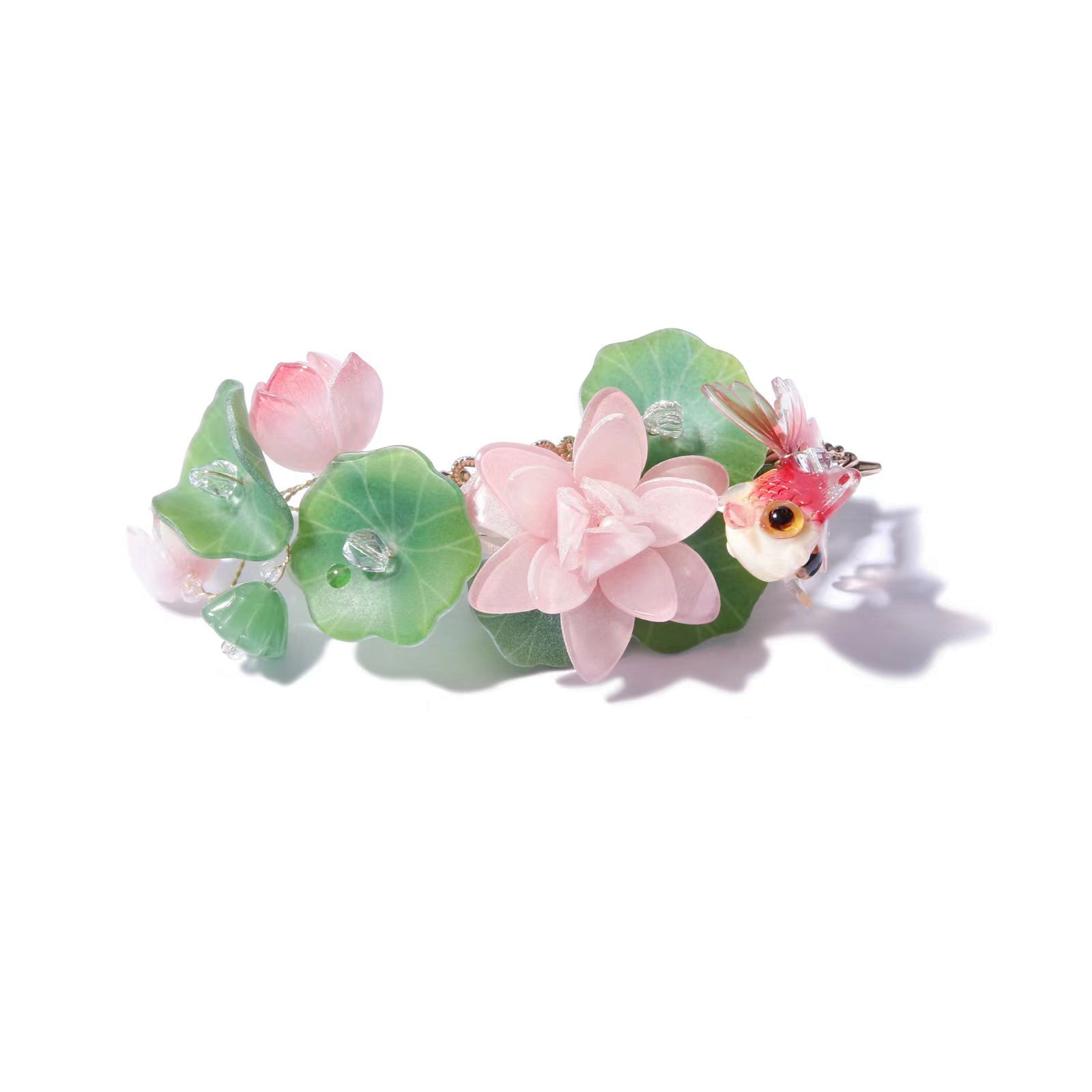 Waterlily Pond Goldfish Hair ClipHair ClipsJewelryBlossomuniqueflowerearringsgiftforhermothergiftdaughtergiftbirthdaygiftanniversarygift