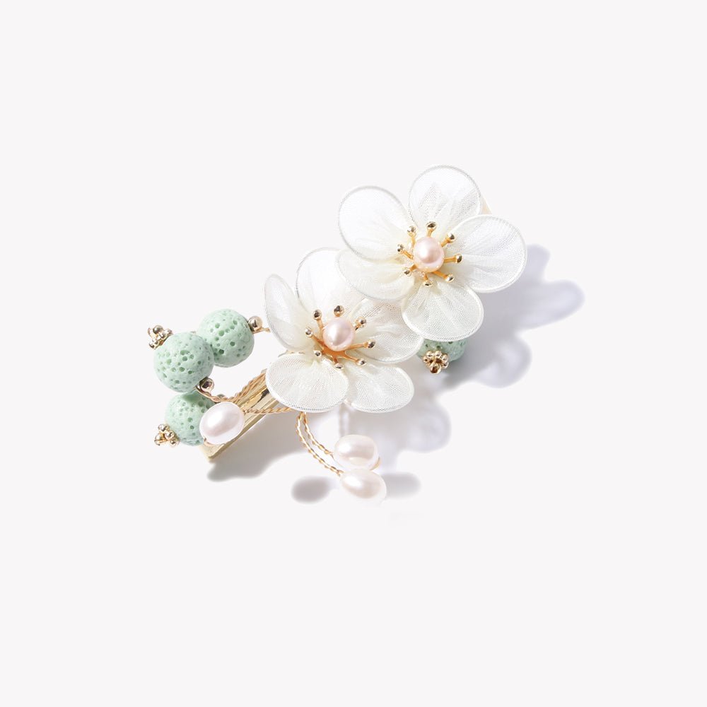 White Plum Flowers Hair ClipHair ClipsJewelryBlossomuniqueflowerearringsgiftforhermothergiftdaughtergiftbirthdaygiftanniversarygift