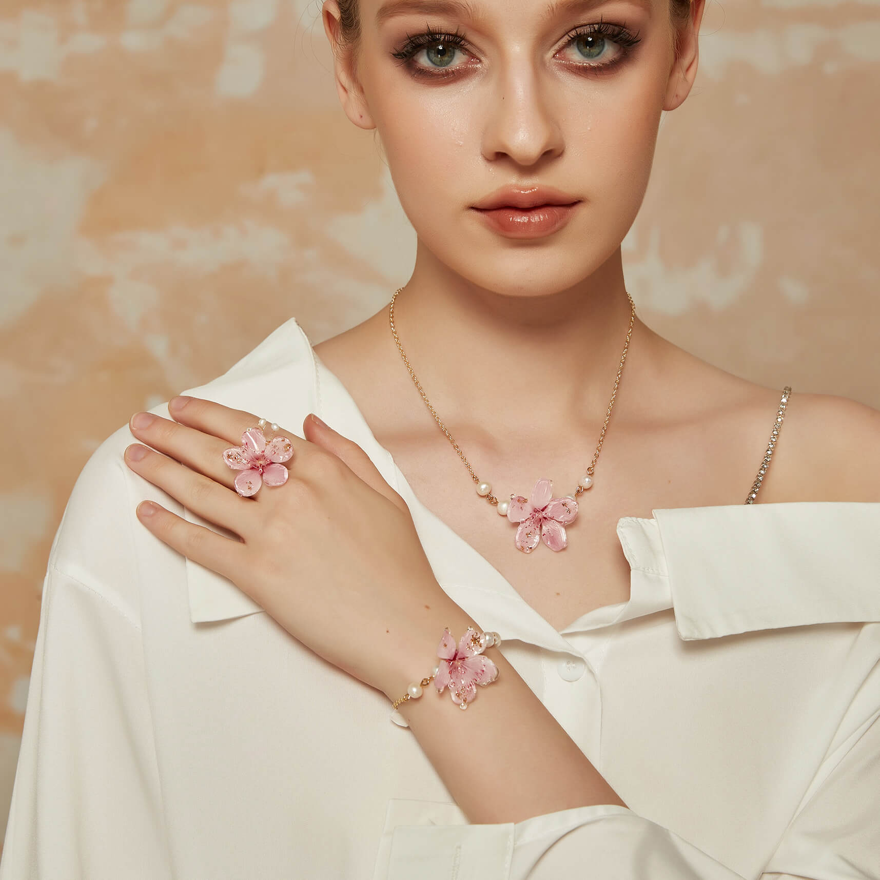 Translucent Classic Cherry BraceletEarringsJewelryBlossomuniqueflowerearringsgiftforhermothergiftdaughtergiftbirthdaygiftanniversarygift