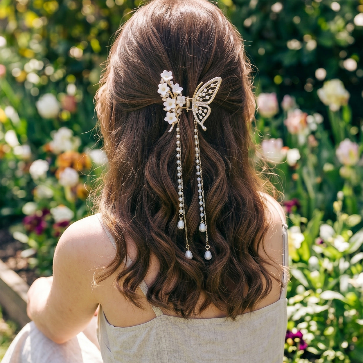 Butterfly Fluttering Flora Tassel Hair Claw