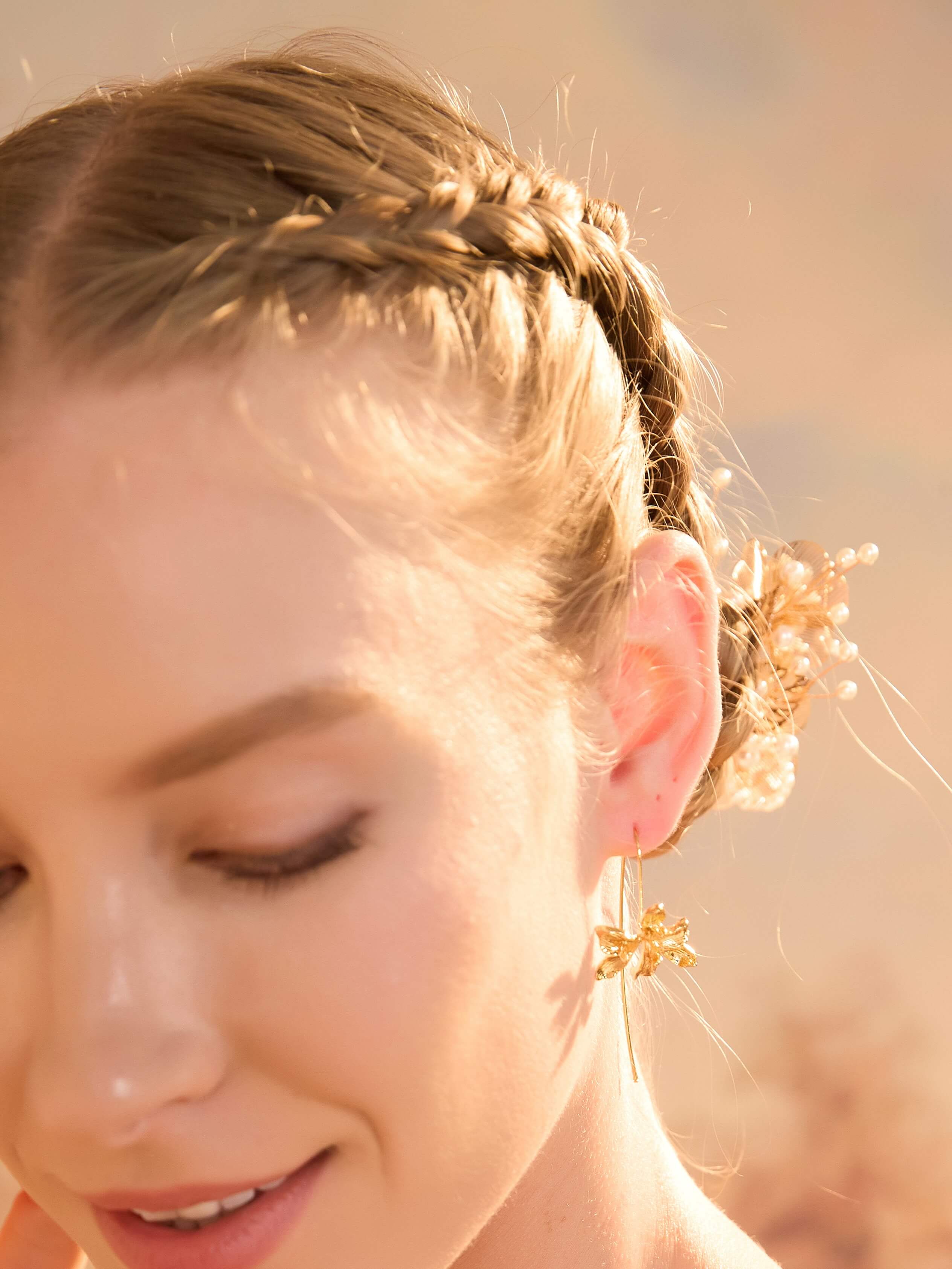 Champagne Magnolia Arc Drop Earrings