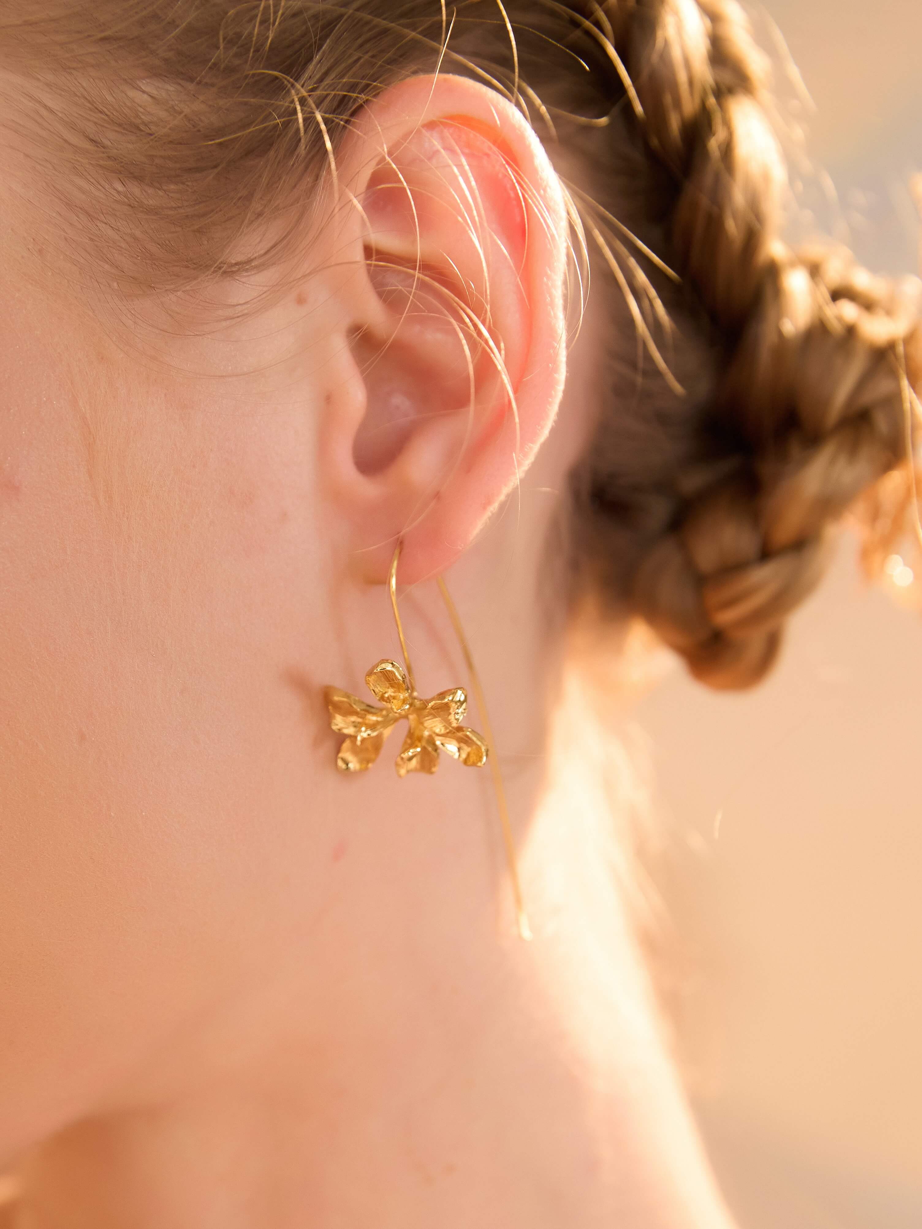 Champagne Magnolia Arc Drop Earrings