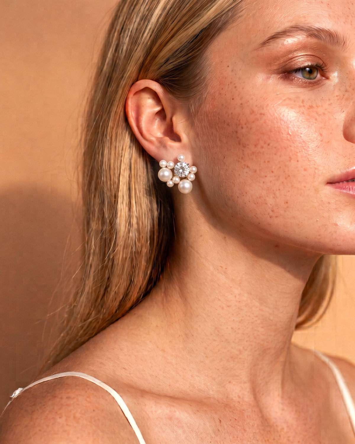 Ivory Pearl Constellation Solitaire Studs