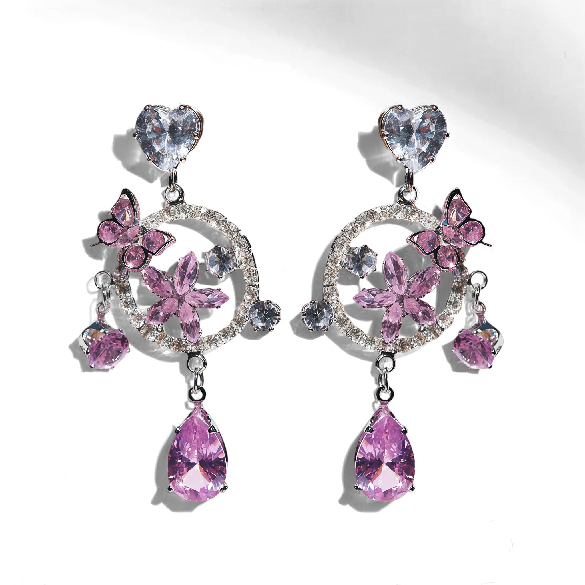 Rosé Garden Halo Whispers Crystal Drop Earrings