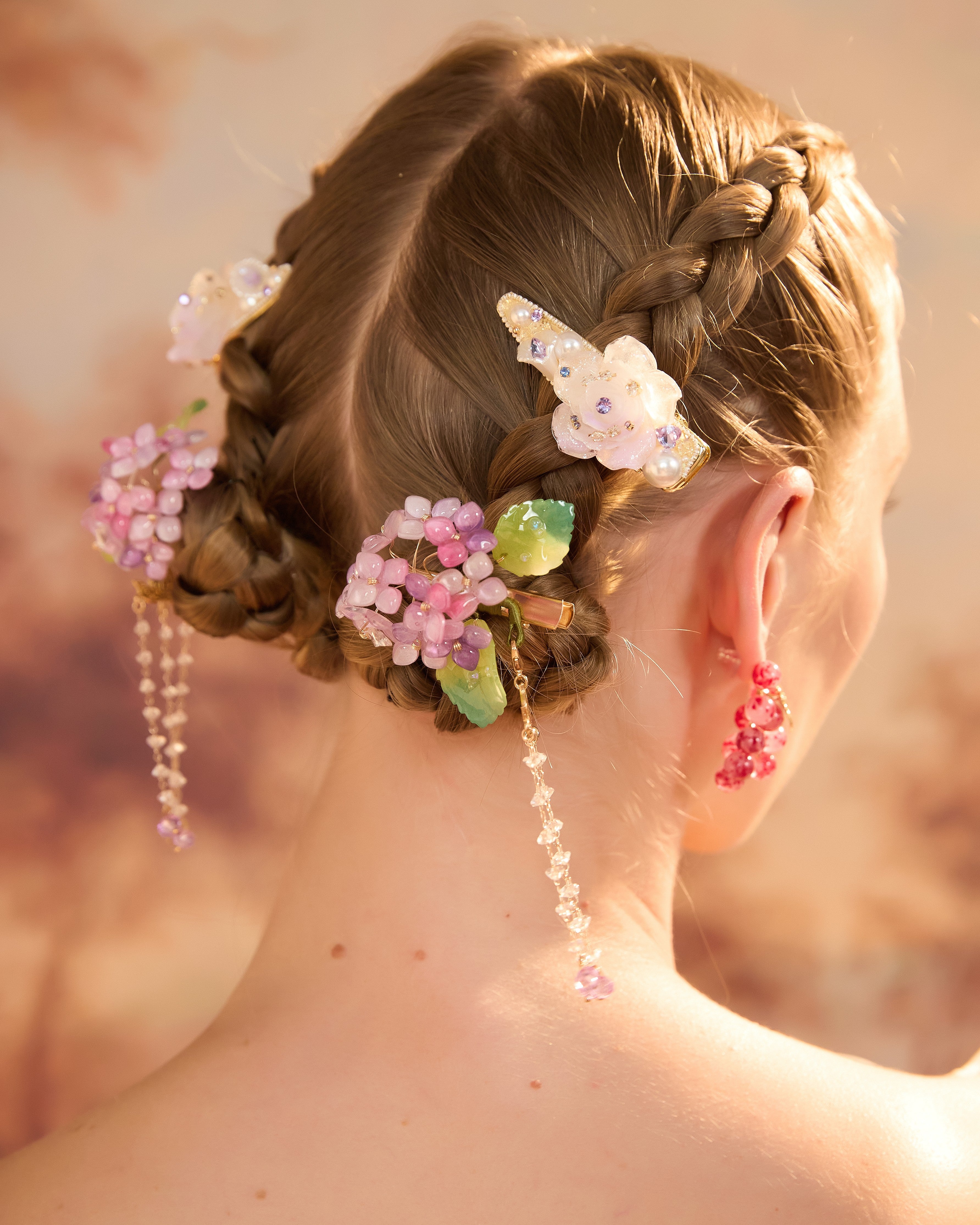 Lilac Hydrangea Tassel Hair Clips (2-Piece Set)