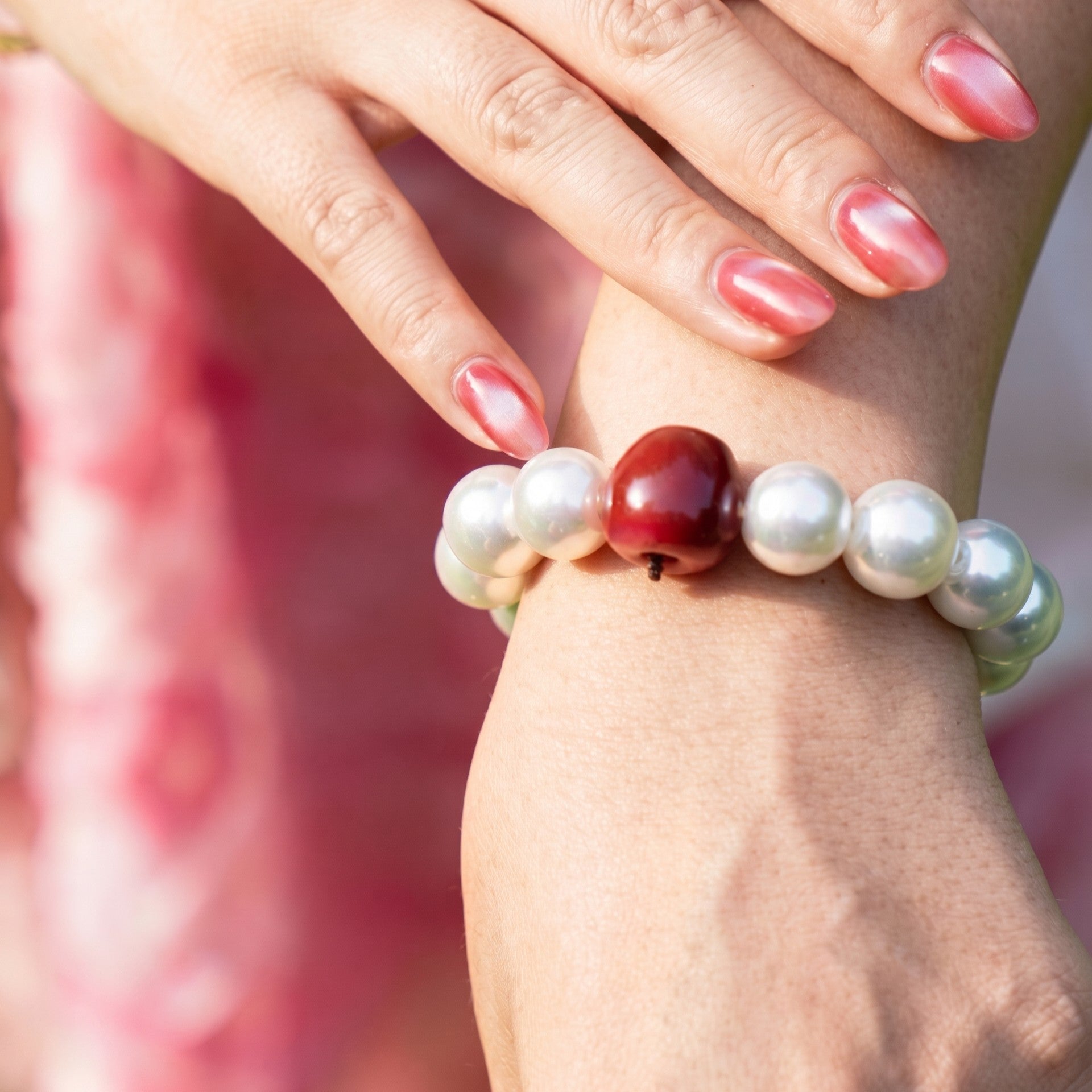 Cherry Apple Pearl Bracelet