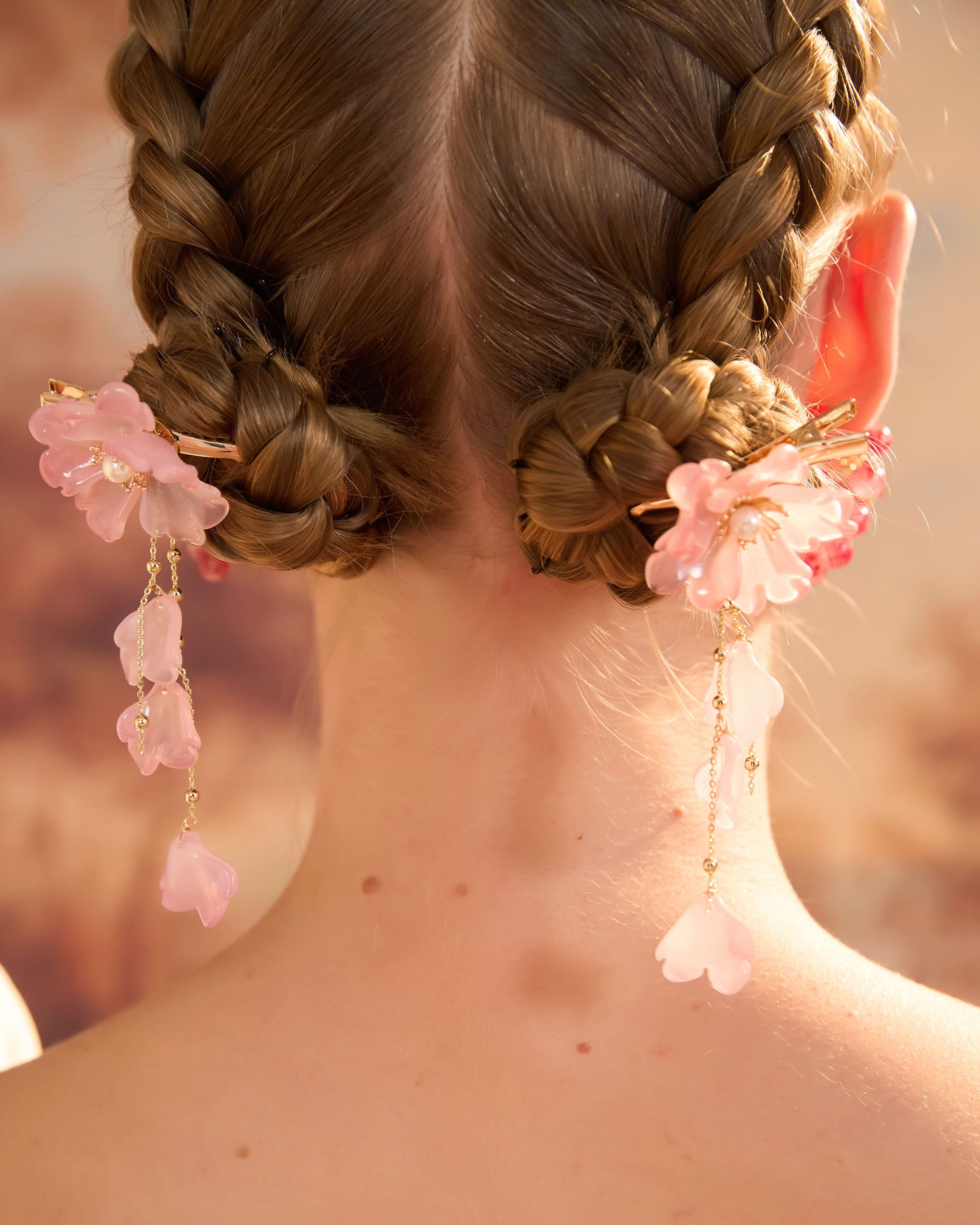 Rose Petal Cascade Hair Clip(2-Piece Set)