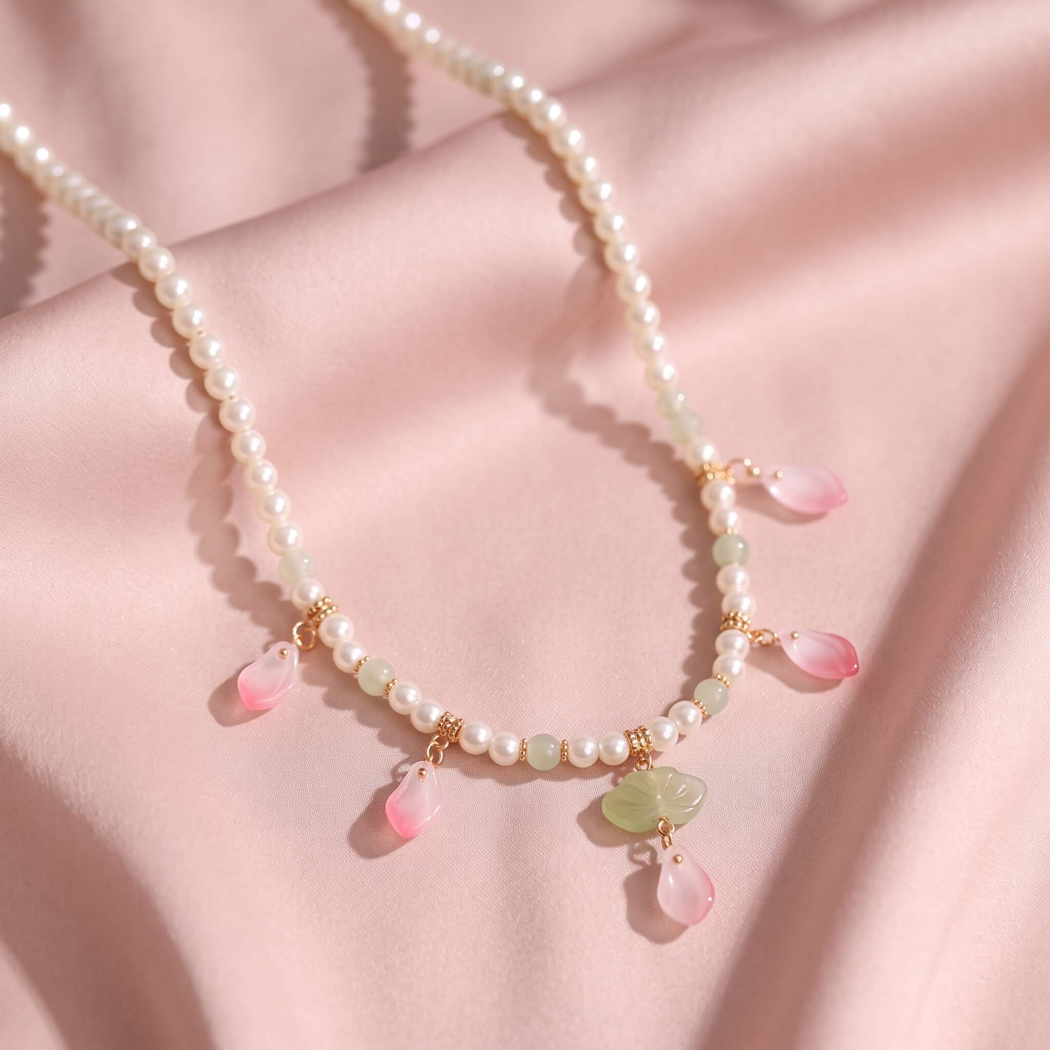 Sakura Petal Cascade Pearl Necklace