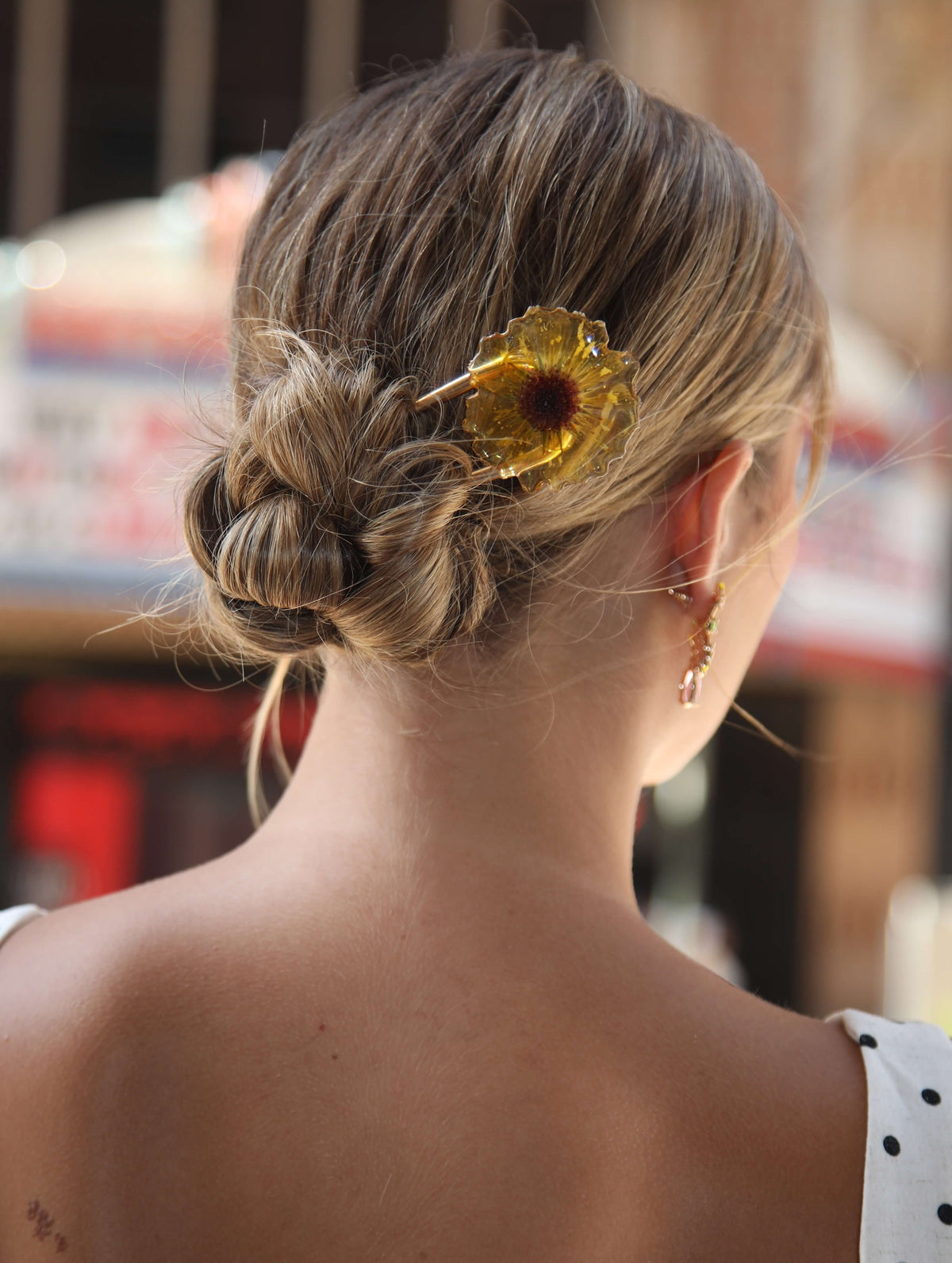 *Real Flower* Sunflower Resin French Hair Pin