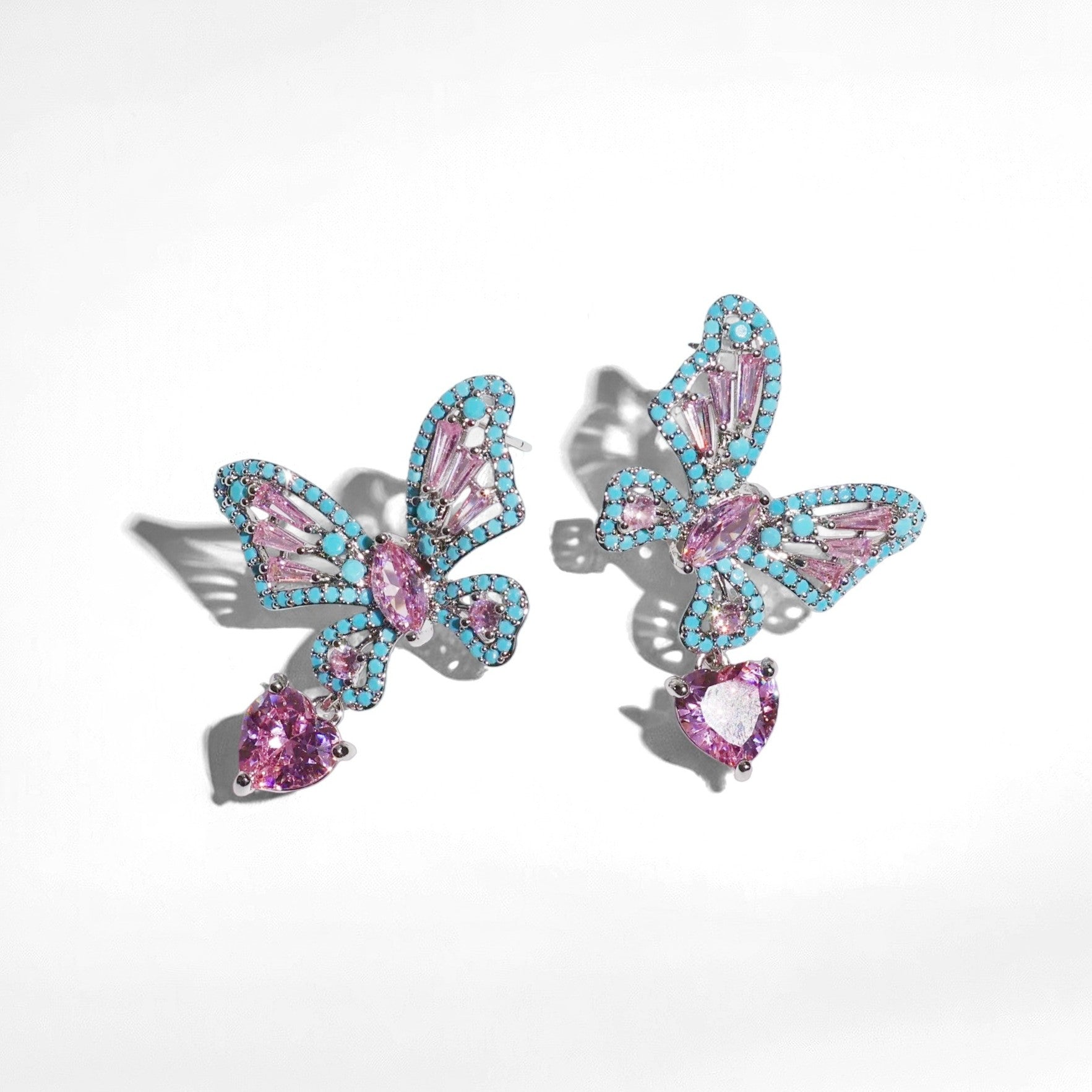 Turquoise Rosé Butterfly Drop Earring