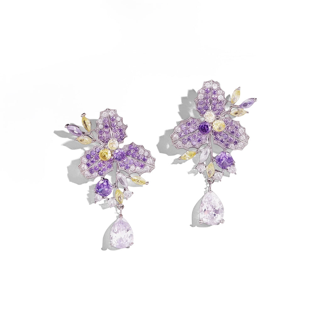 Violet Iris Pavé Crystal Petal Drops