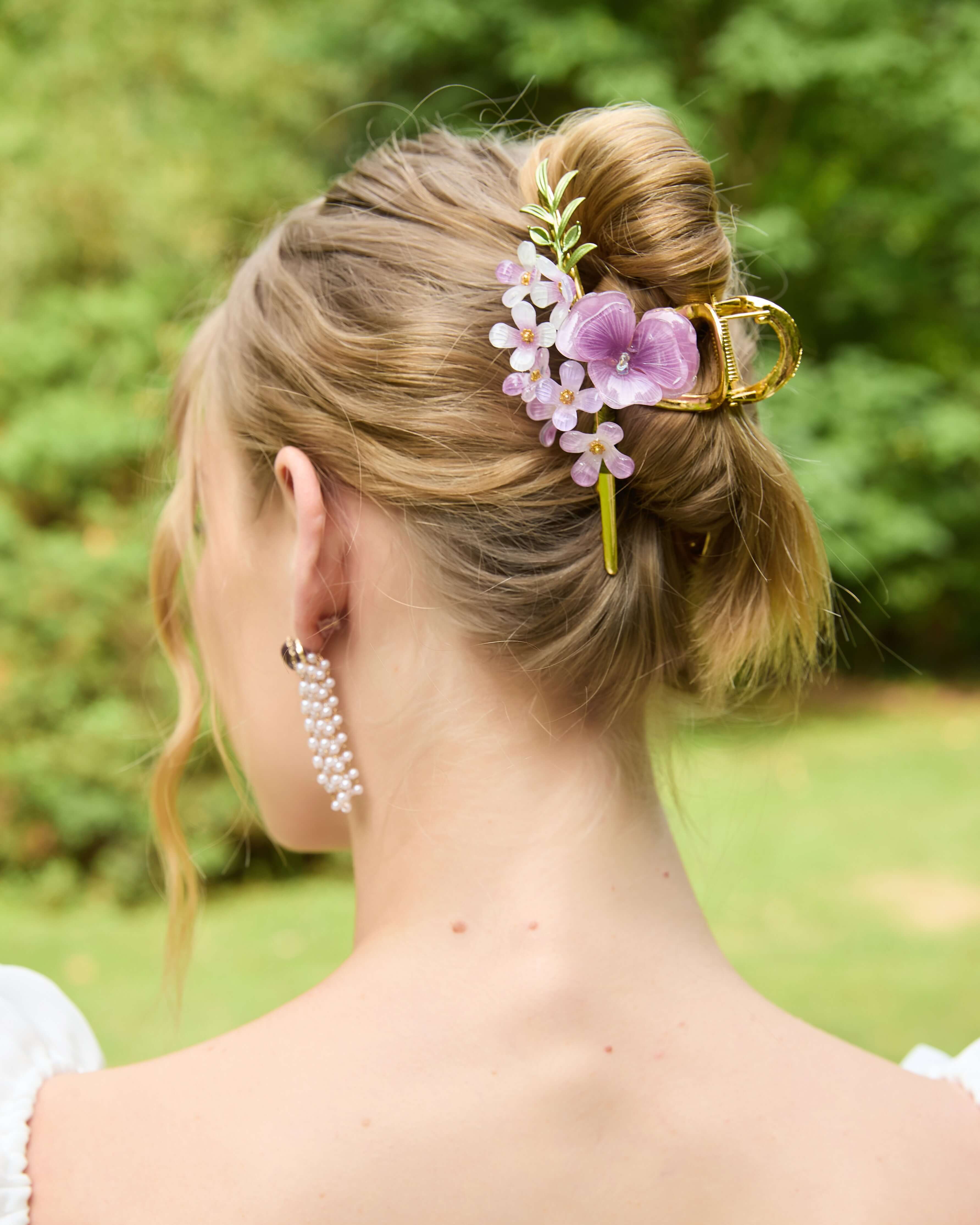 Violet Orchid Blossom Hair Claw Clip