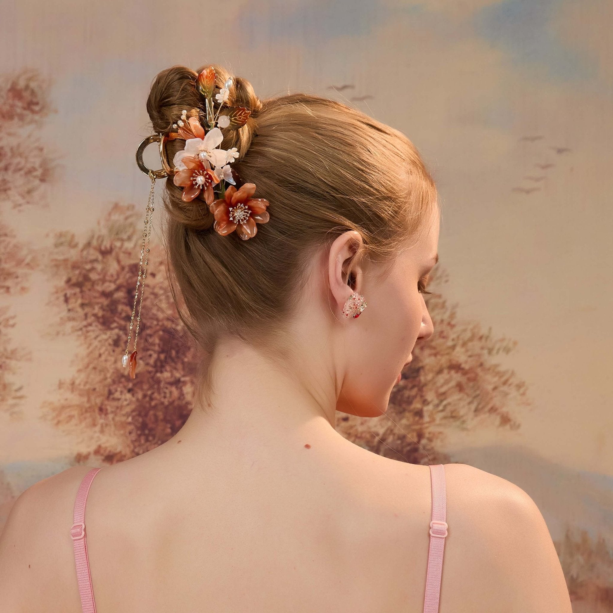 Amber Blossom Pearl Hair clawhair clawsJewelryBlossomuniqueflowerearringsgiftforhermothergiftdaughtergiftbirthdaygiftanniversarygift