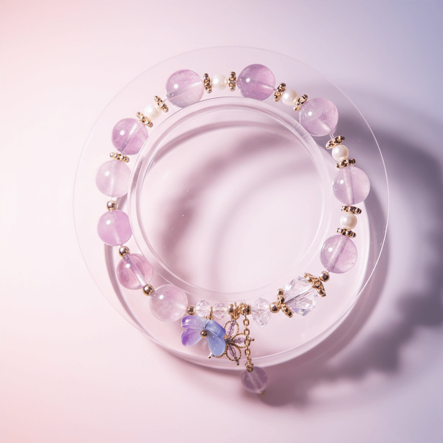 Authentic Amethyst Crystal Flower Charm BraceletBraceletJewelryBlossomuniqueflowerearringsgiftforhermothergiftdaughtergiftbirthdaygiftanniversarygift