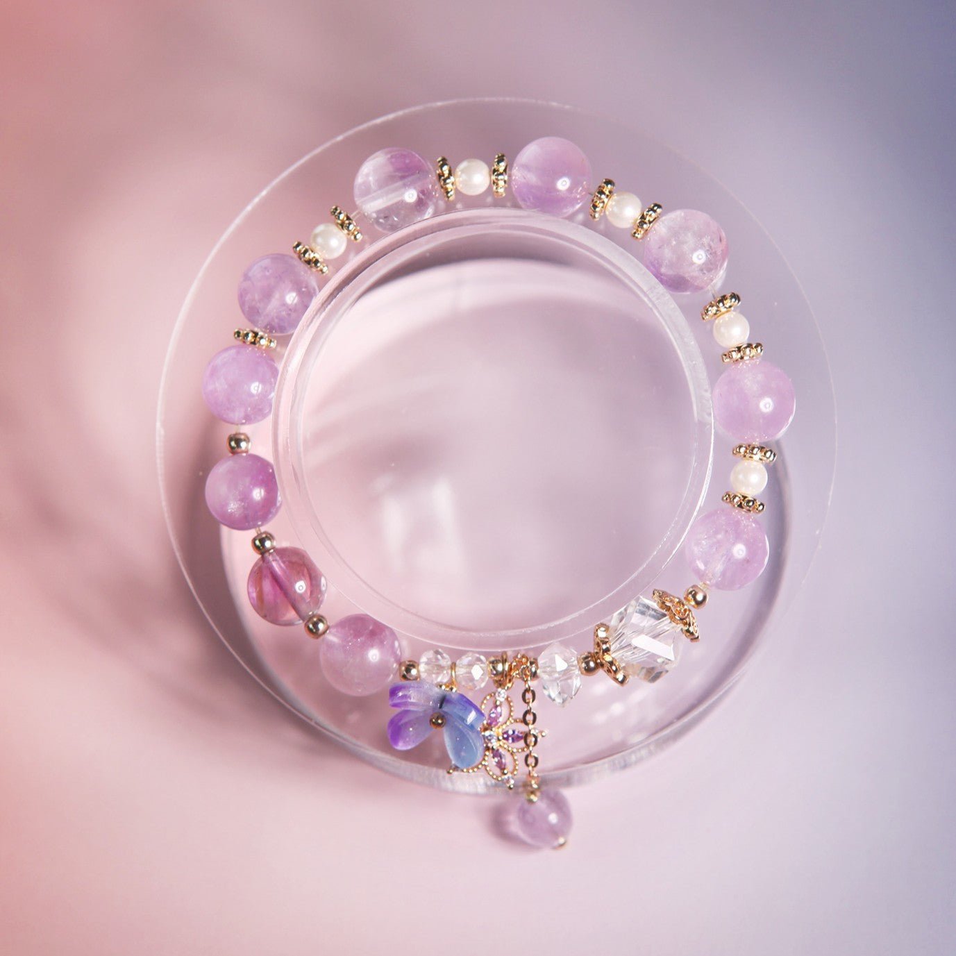 Authentic Amethyst Crystal Flower Charm BraceletBraceletJewelryBlossomuniqueflowerearringsgiftforhermothergiftdaughtergiftbirthdaygiftanniversarygift