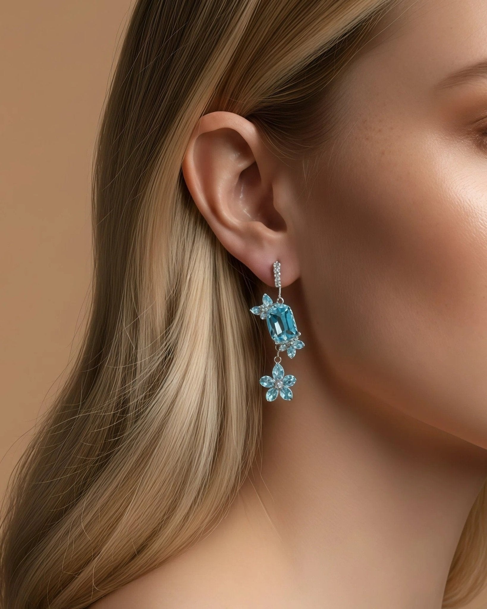 Azure Bloom Chandelier EarringsEarringsJewelryBlossomuniqueflowerearringsgiftforhermothergiftdaughtergiftbirthdaygiftanniversarygift