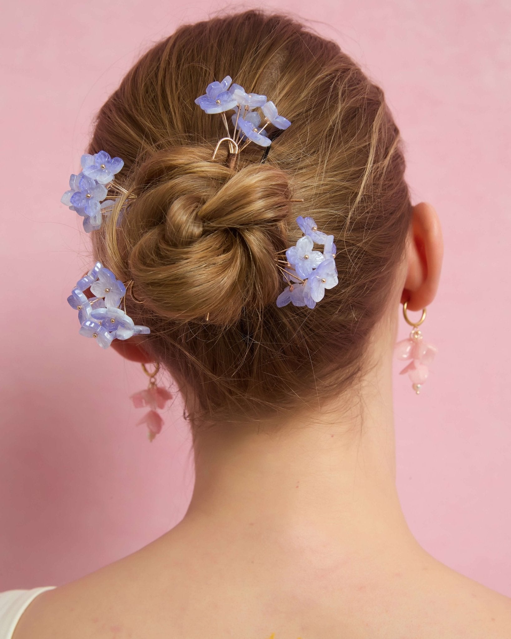 Azure Mist Hydrangea Hair Pins 4 - Piece SetHair ClipsJewelryBlossomuniqueflowerearringsgiftforhermothergiftdaughtergiftbirthdaygiftanniversarygift