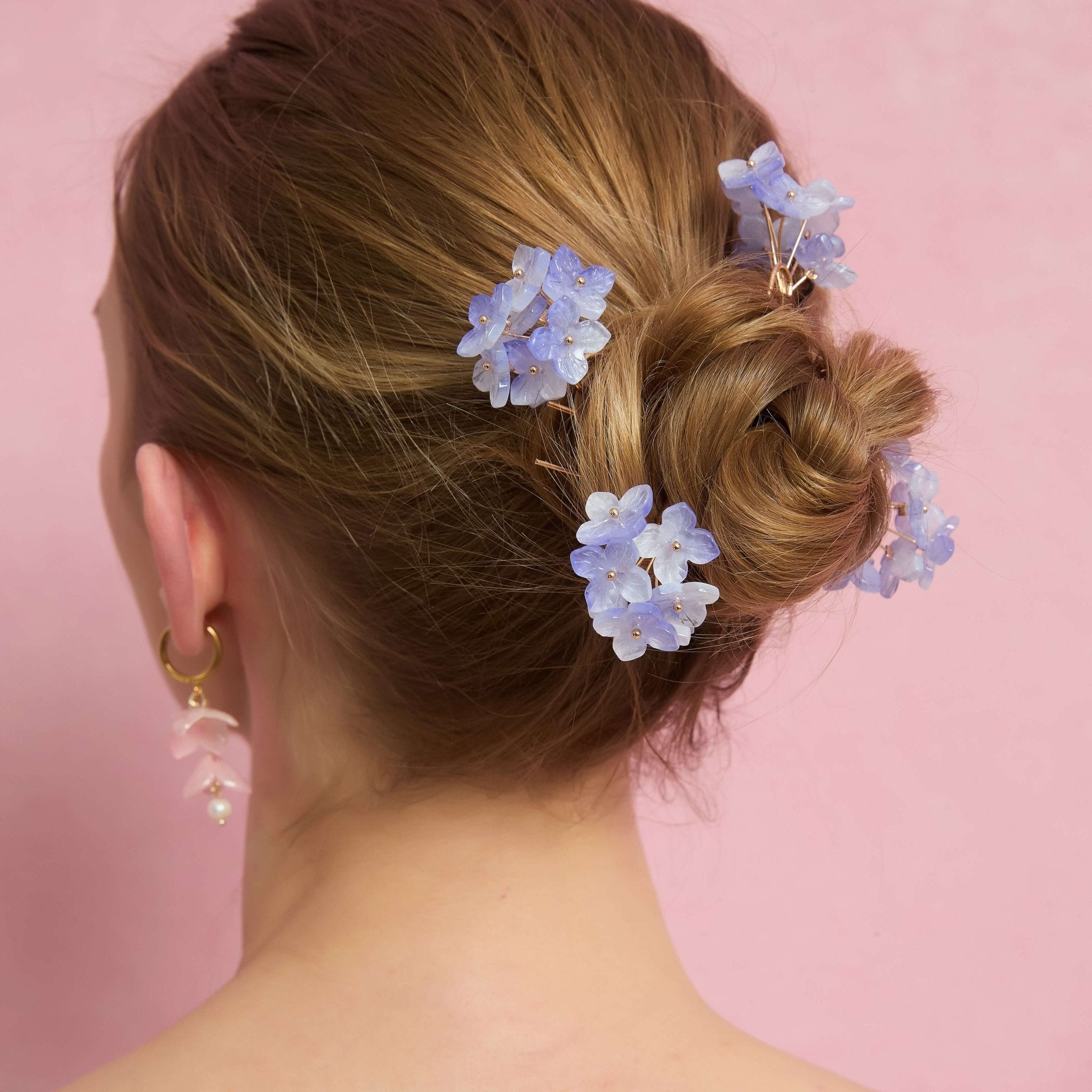 Azure Mist Hydrangea Hair Pins 4 - Piece SetHair ClipsJewelryBlossomuniqueflowerearringsgiftforhermothergiftdaughtergiftbirthdaygiftanniversarygift